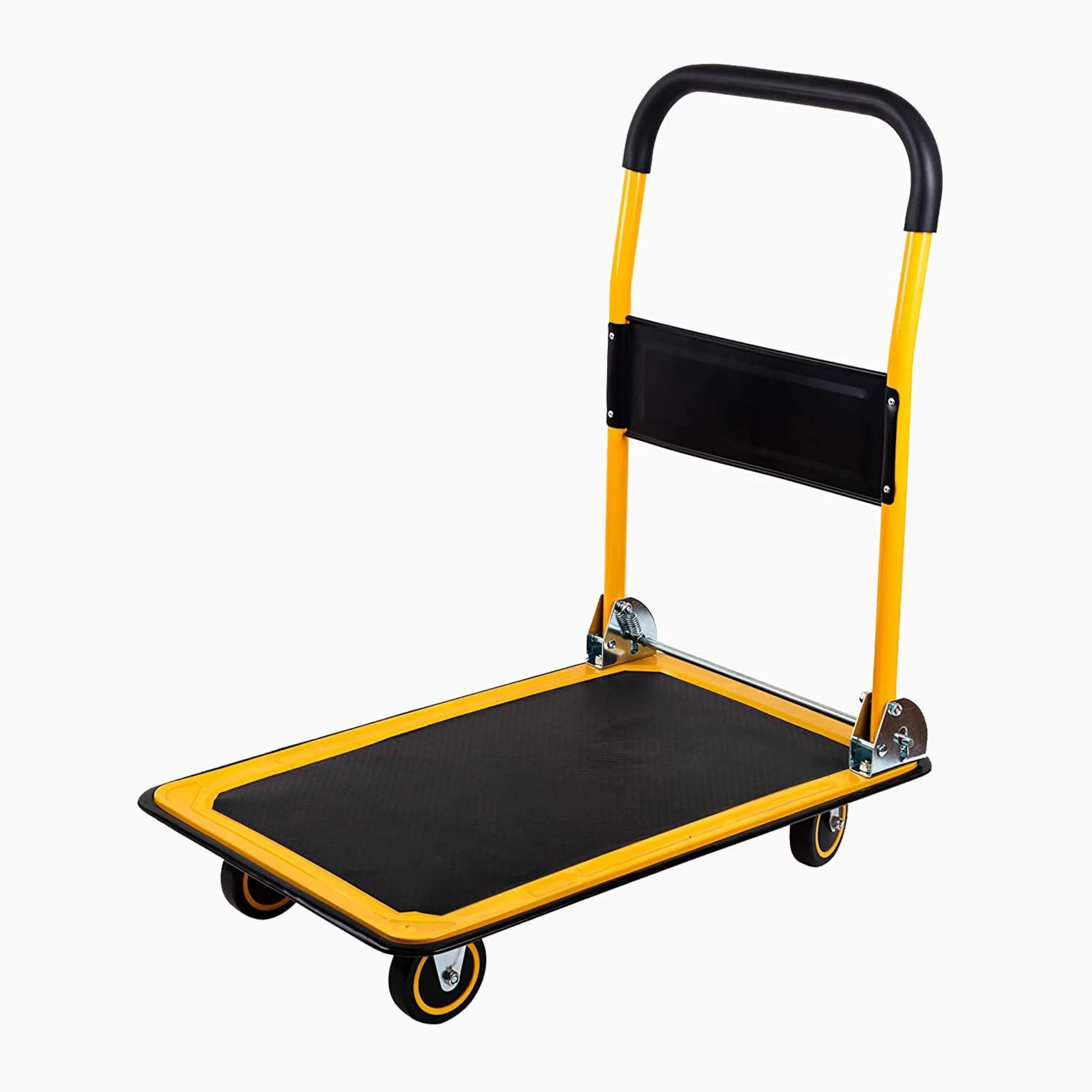 Push Cart Dolly, Moving Platform Hand Truck, Foldable for Easy Storage and 360 Degree Swivel Wheels with 330lb Weight Capacity,Yellow