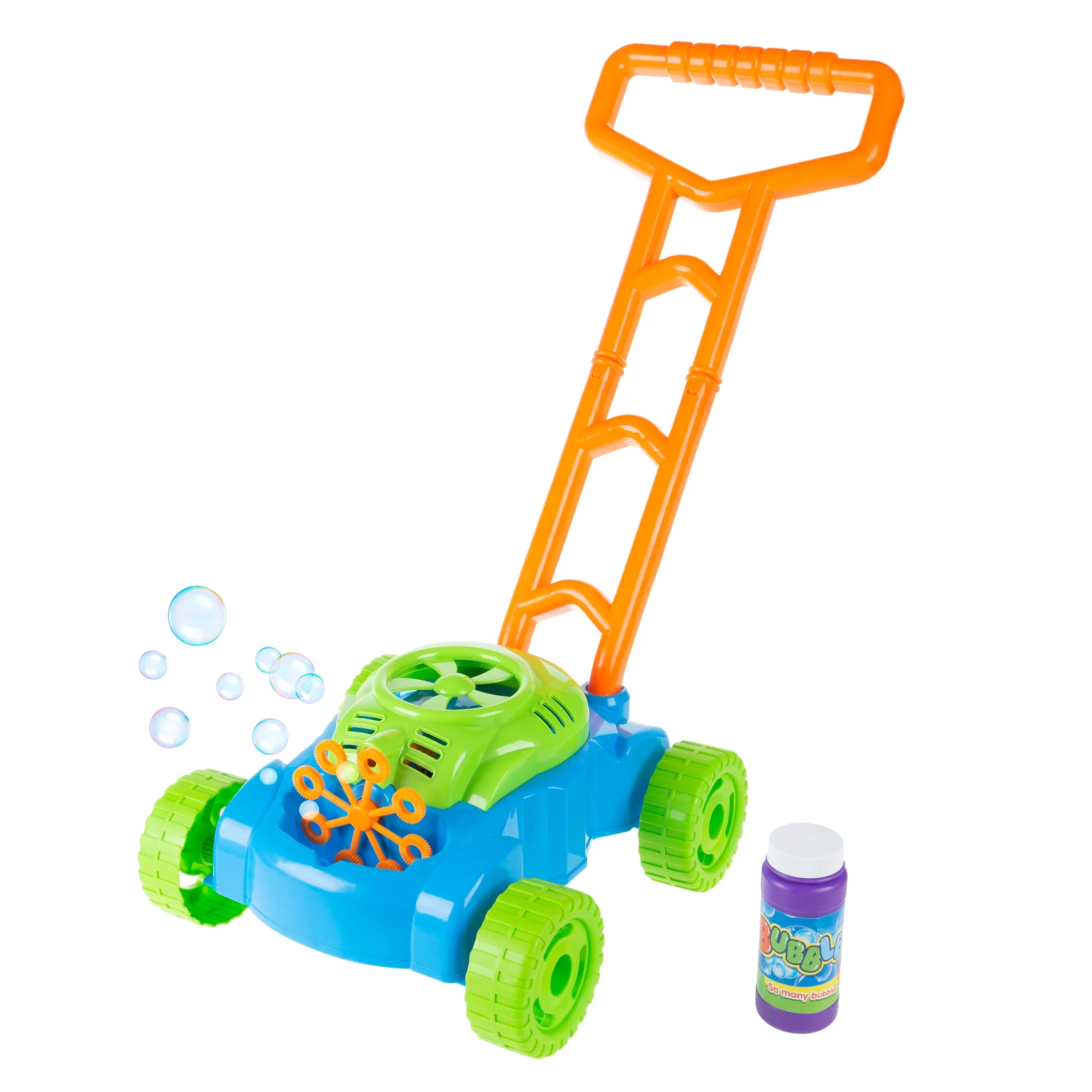 Bubble Lawn Mower- Toy Push Lawnmower Bubble Blower Machine, Walk Behind Outdoor Activity for Toddlers, Boys and Girls by Hey! Play!