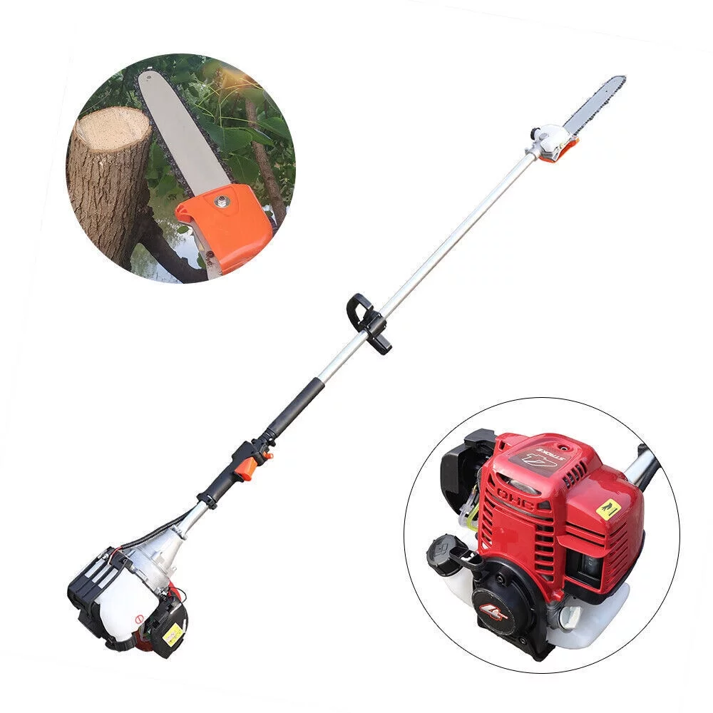 4-Stroke Gas Pole Saw,35.8cc High Branch Saw Gasoline Pruner Trimmer ,Cordless Pole Chainsaw Hedge Trimmer Grass Brush Cutter Multifunctional Tools for Garden and Tree
