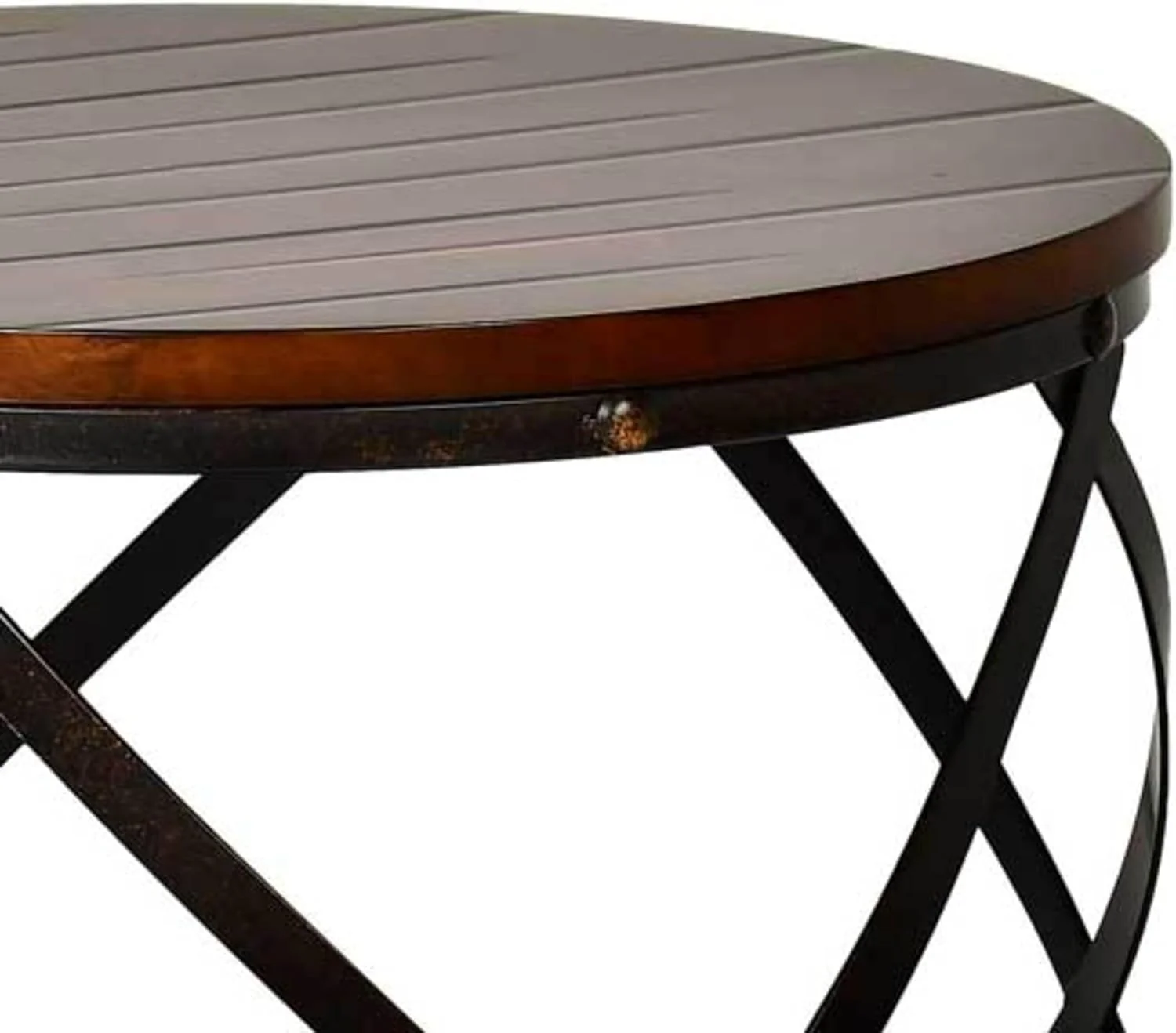 xrboomlife Company Rustic Cherry Industrial Chic Iron Accents & Distressed Solid Birch Top-Brown End Table  20 inches