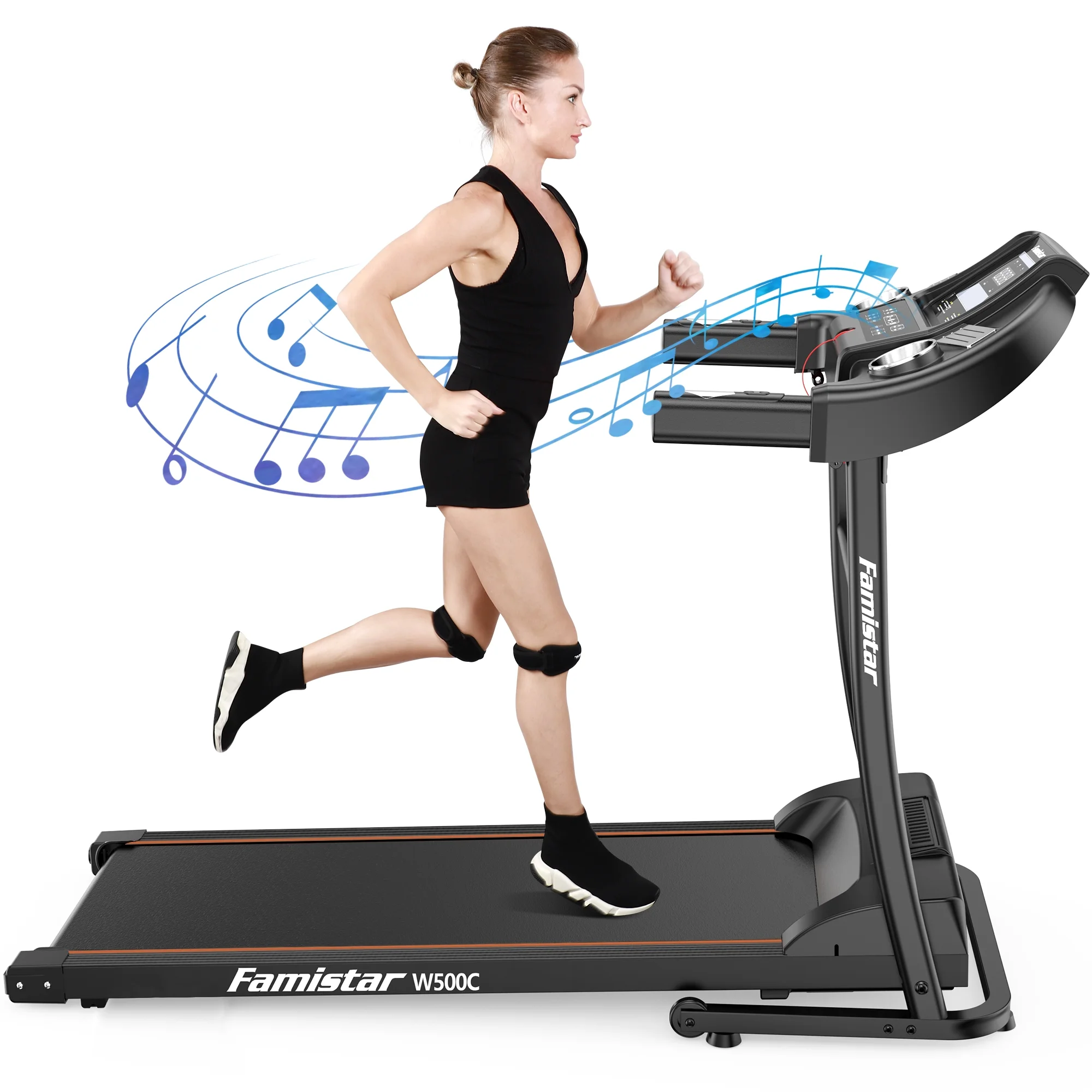 Famistar W500C 1.5HP Folding Electric Treadmill with 3 Level Manual Incline, Max 240LBS