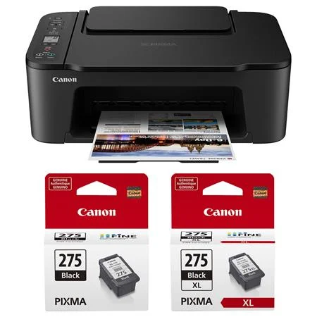 PIXMA TS3520 Wireless All-In-One Color Inkjet Printer, Black, Bundle with PG-275 and PG-275 XL Black Ink Cartridge