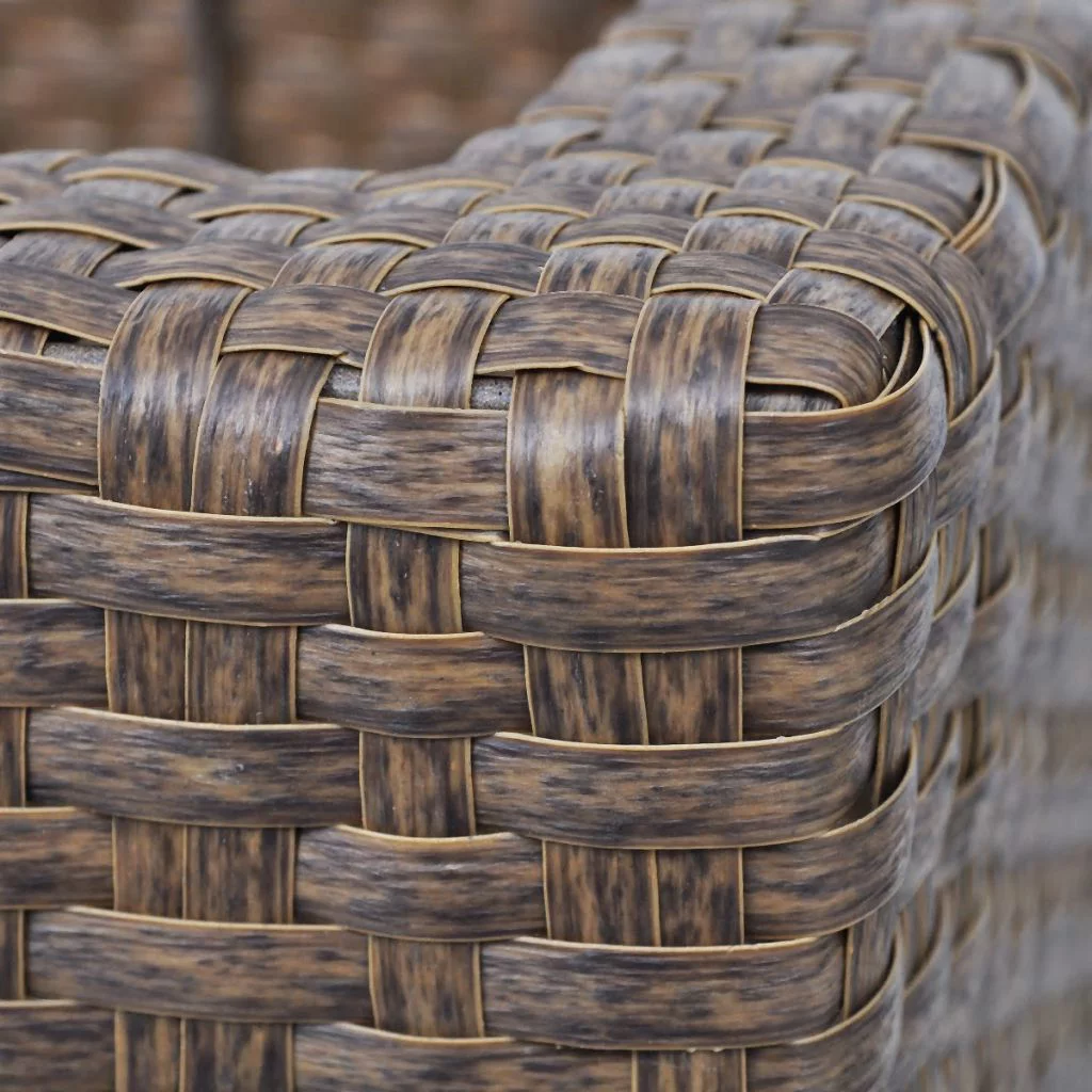 Andoer Garden Raised Bed with 4 Pots Poly Rattan Brown