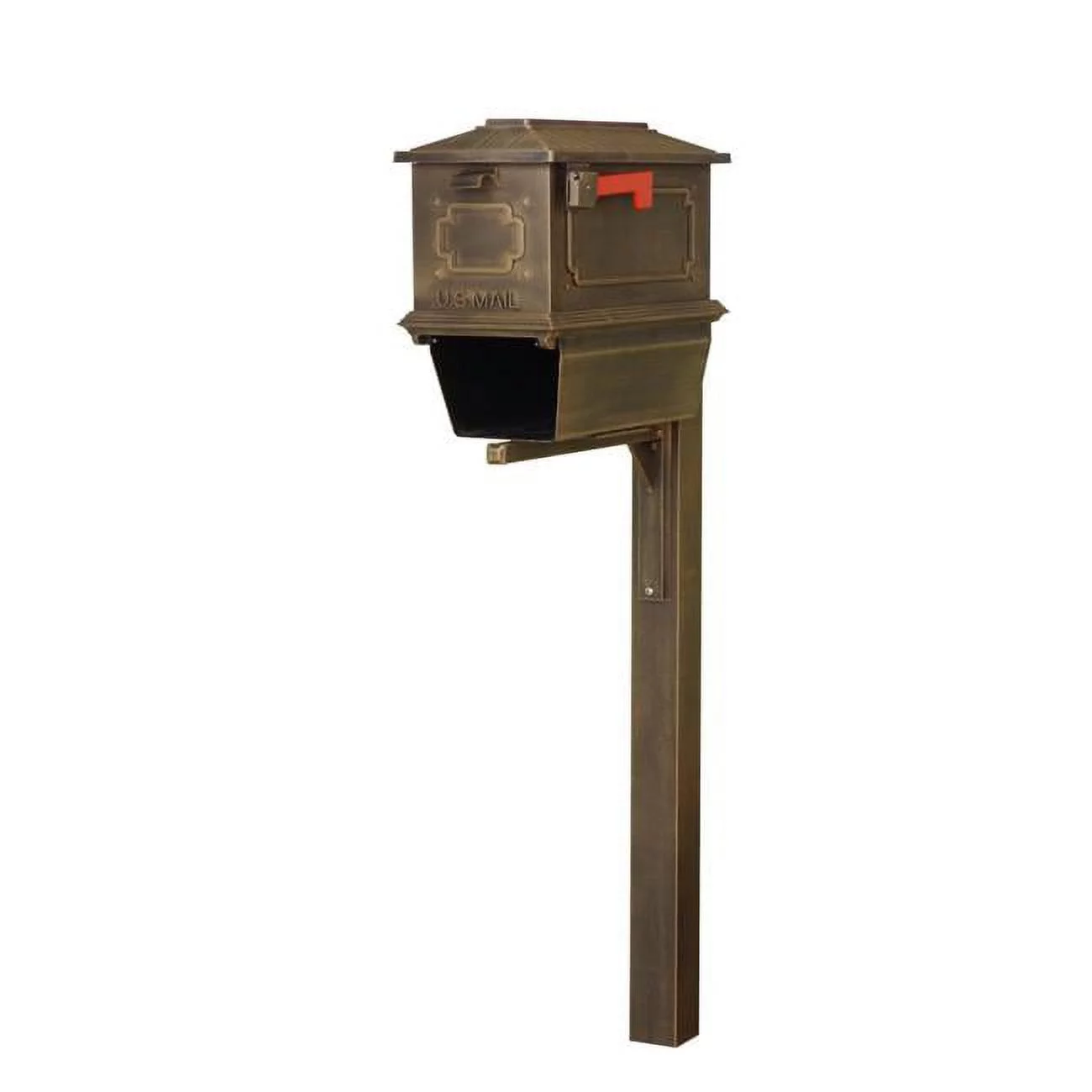 Special Lite Products SCK2017-SPK720-CP Kingtson Curbside Mailbox with Newspaper Tube & Springfield Mailbox Post