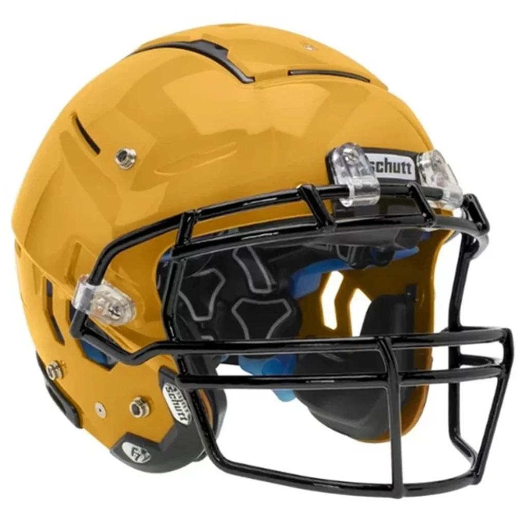 Schutt F7 LX1 Youth Football Helmet w/ attached Carbon Steel Facemask (L, Gold, Black ROPO-NB)