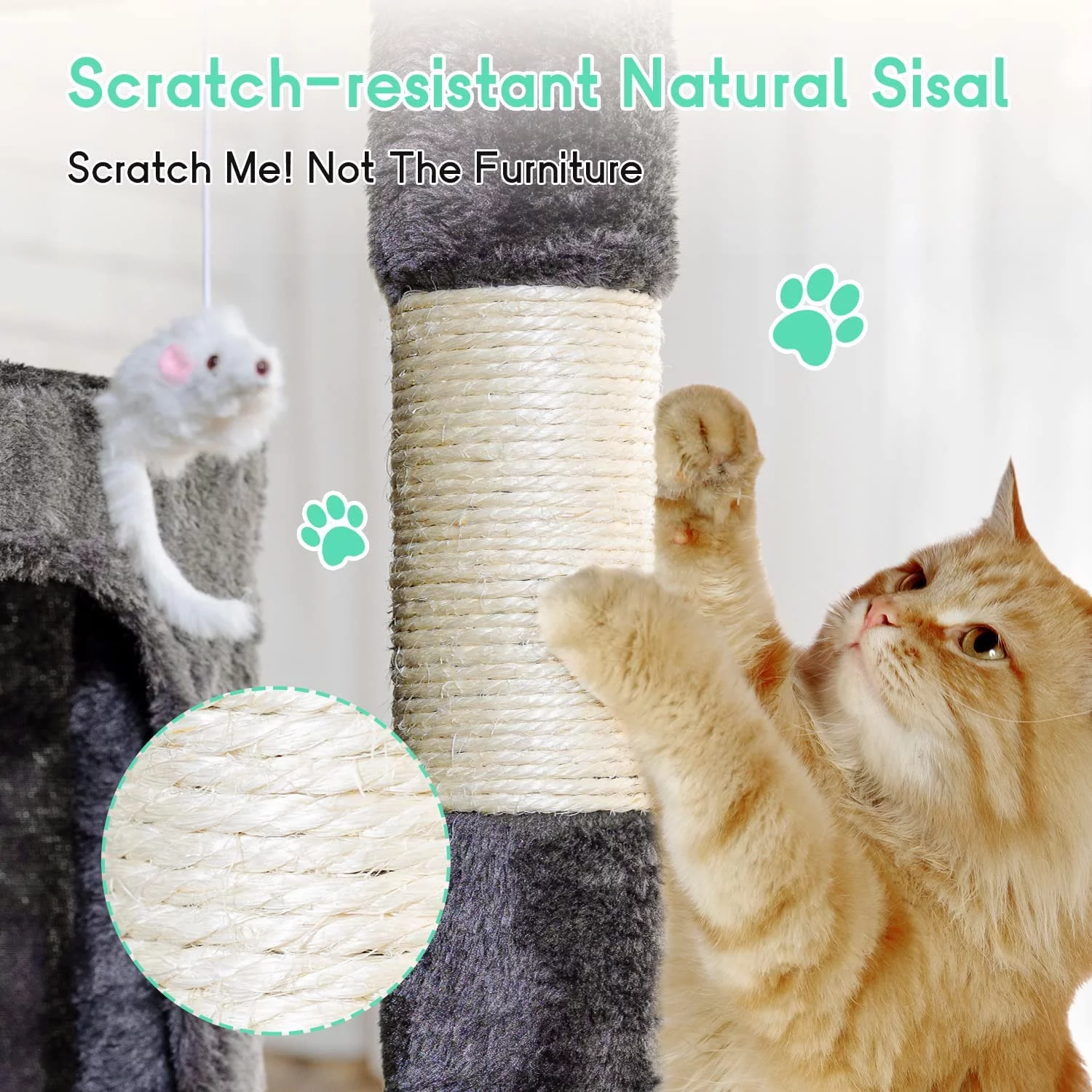 BestPet 54in Multi-Level Cat Tree Tower with Cat Scratching Post Stand House Furniture Kitty Activity Tree,Black