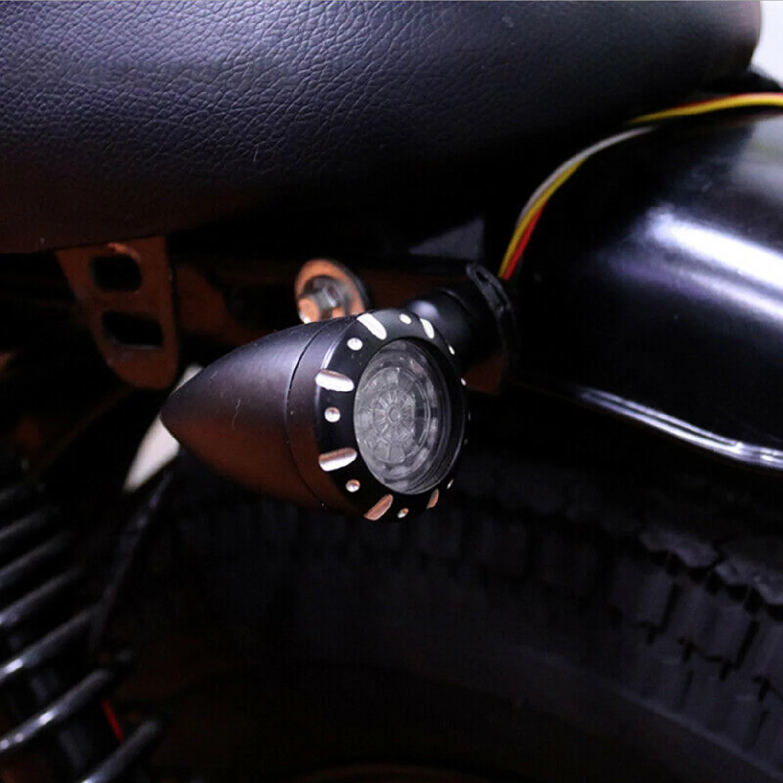 2Pcs LED Turn Signal Light, 12V Waterproof Durable Motorcycle Scooter Indicators Flashing Blinker, Aluminum Alloy black