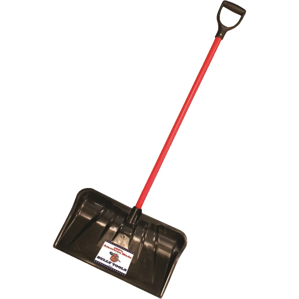 1 PK, Bully Tools 22 In. Poly Combo Snow Pusher with 37 In. Fiberglass Handle