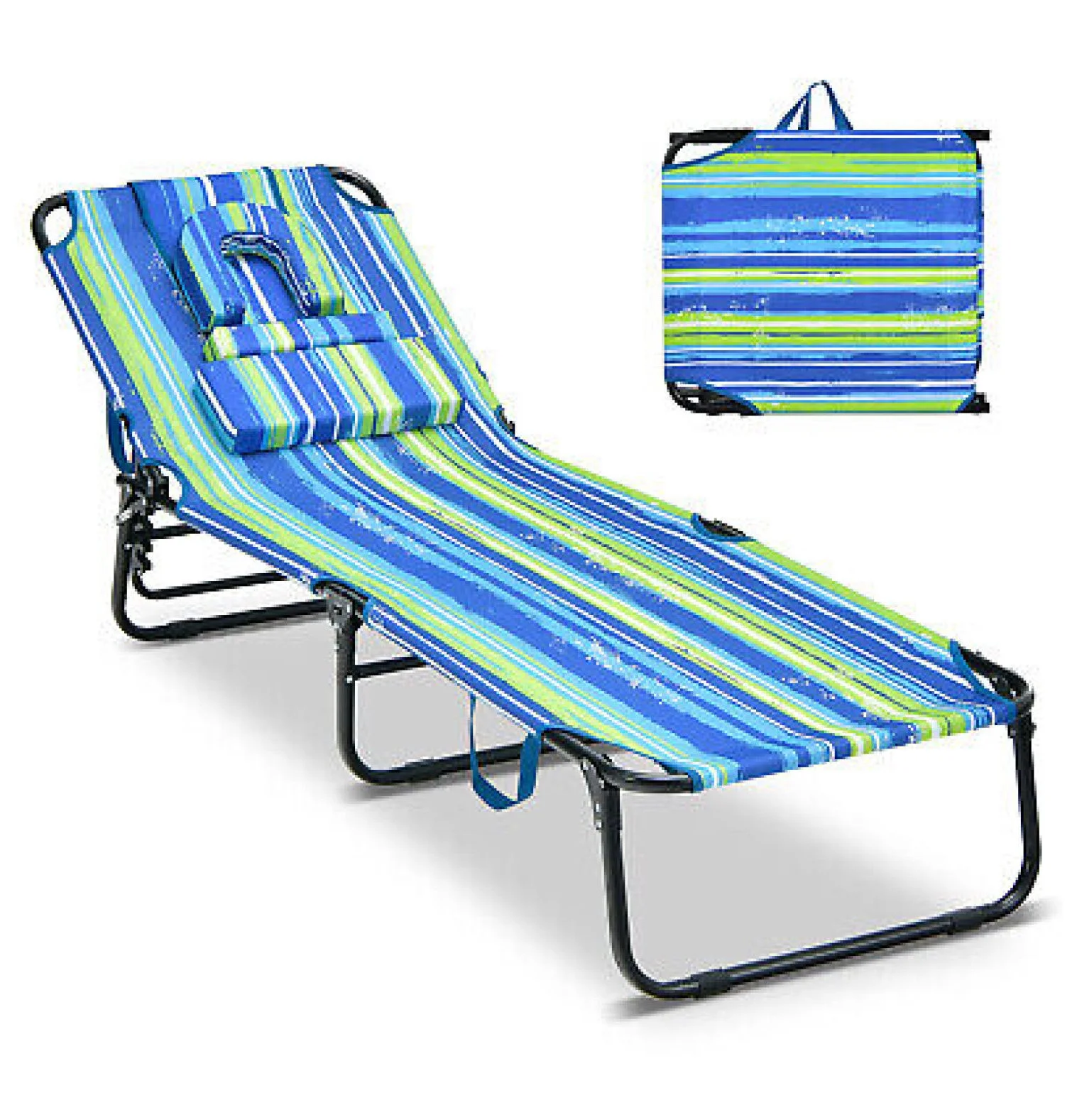 Folding Face Down Tanning Chair, Beach Lounge Chair with Face Hole