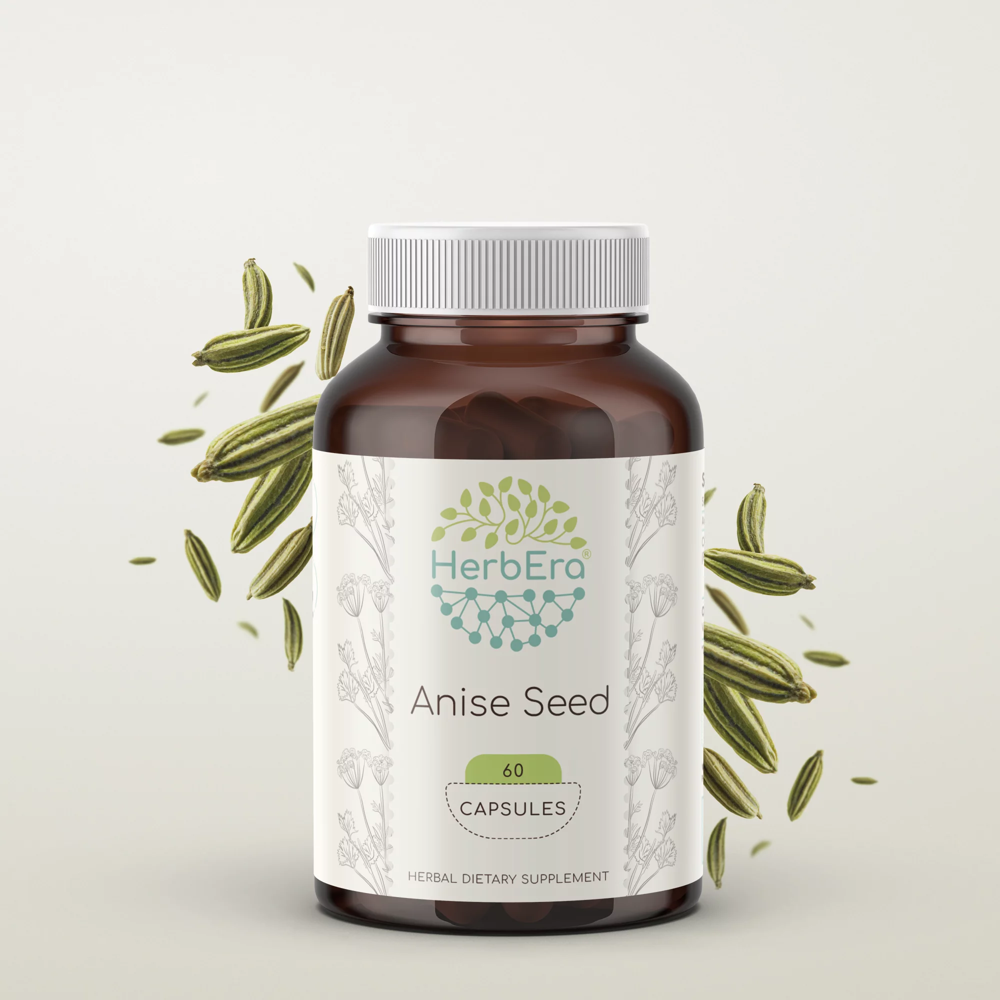 Anise Seed 60 Capsules, 500 mg, Organic Anise (Pimpinella Anisum) Dried Seed