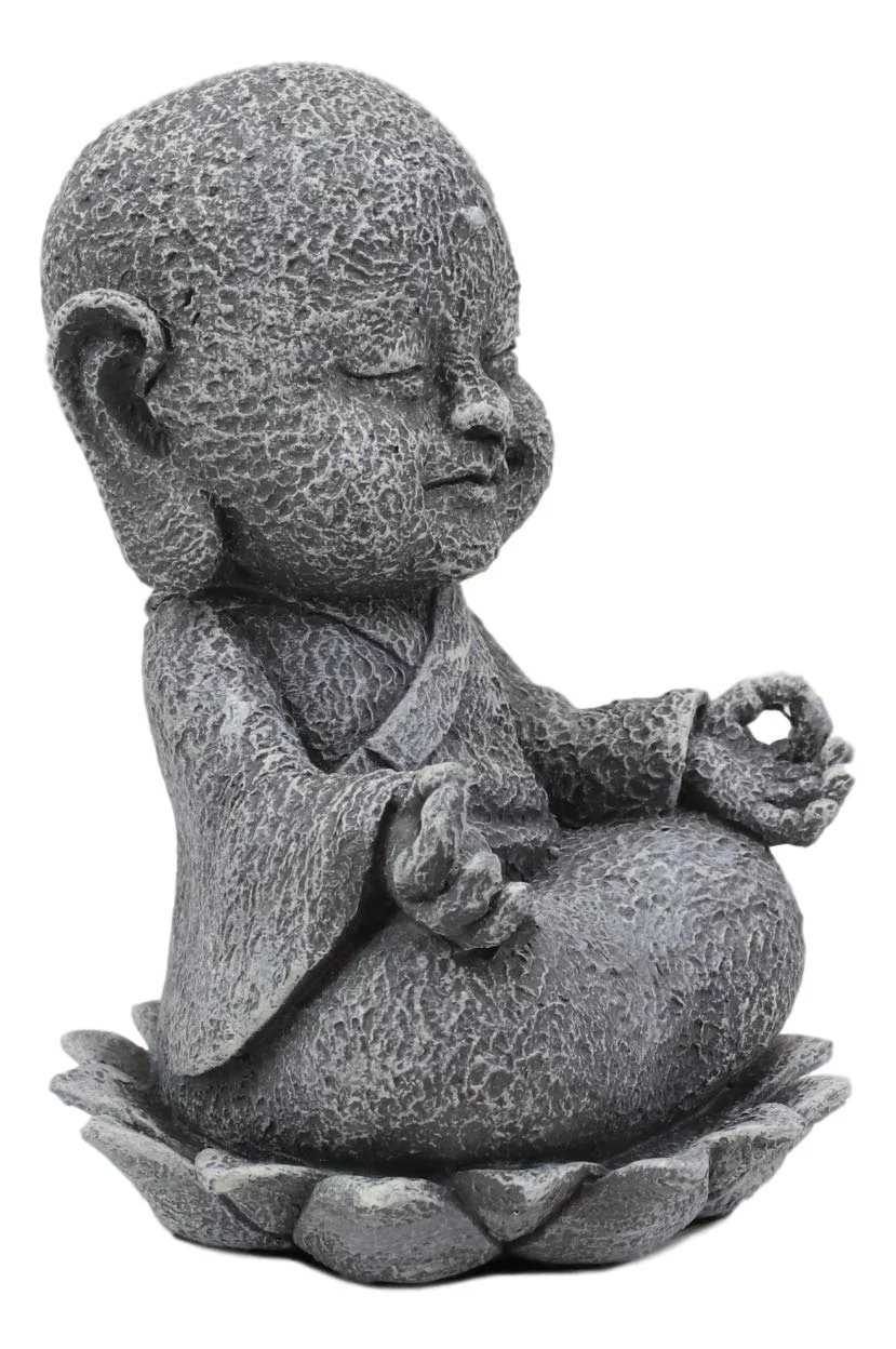 Ebros Zen Meditating Japanese Jizo Monk With Om Hand On Lotus Statue 4
