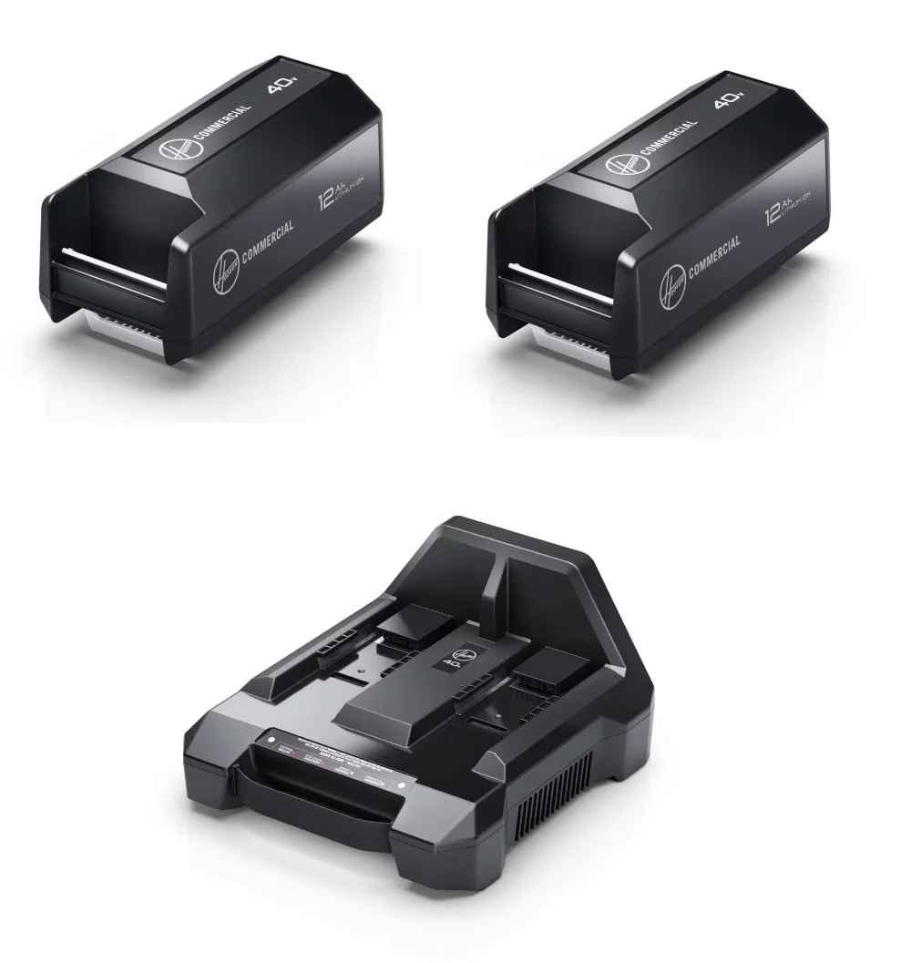 Hoover Commercial Vacuum 40V 12Ah Battery 2Pk And Dual Bay Charger Bundle