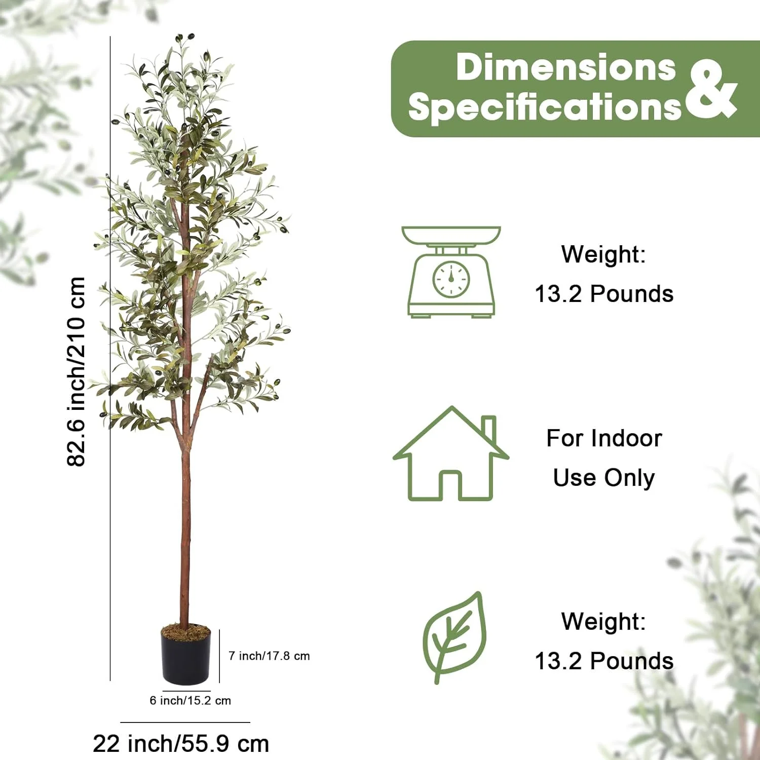 2 Pack Olive Tree 7ft Faux Olive Tree 82 Inch Olive Trees Artificial Indoor Fake Potted Olive Tree and Fruits for Outdoor Home Office Living Room Entryway Decor Gift