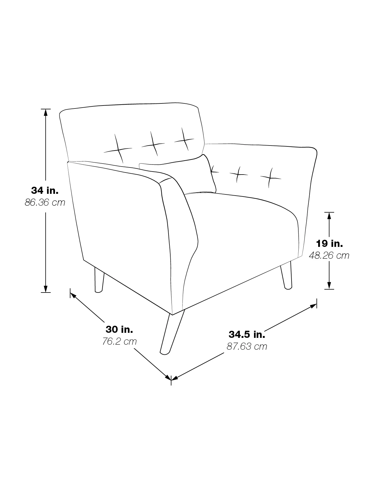 OSP Home Furnishings Phillip Accent Chair in Fog Fabric w/ Medium Espresso Wood Legs