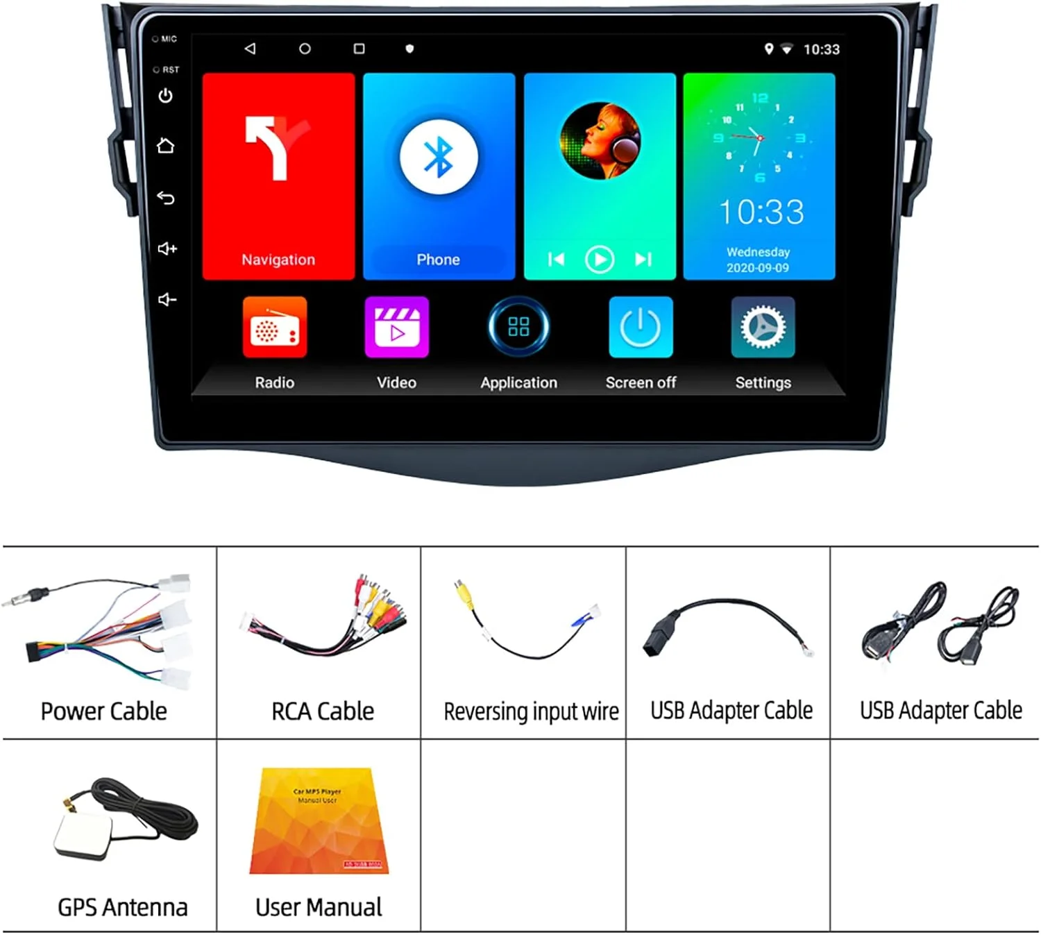 THONZER Car Radio for Toyota RAV4 2005-2013, Android 11 Touch Screen 9 Inch IPS Car Stereo with Carplay and Android Auto, Support Bluetooth Hands-Free/Mirror Link/FM/WiFi/GPS Navigation 1+32GB