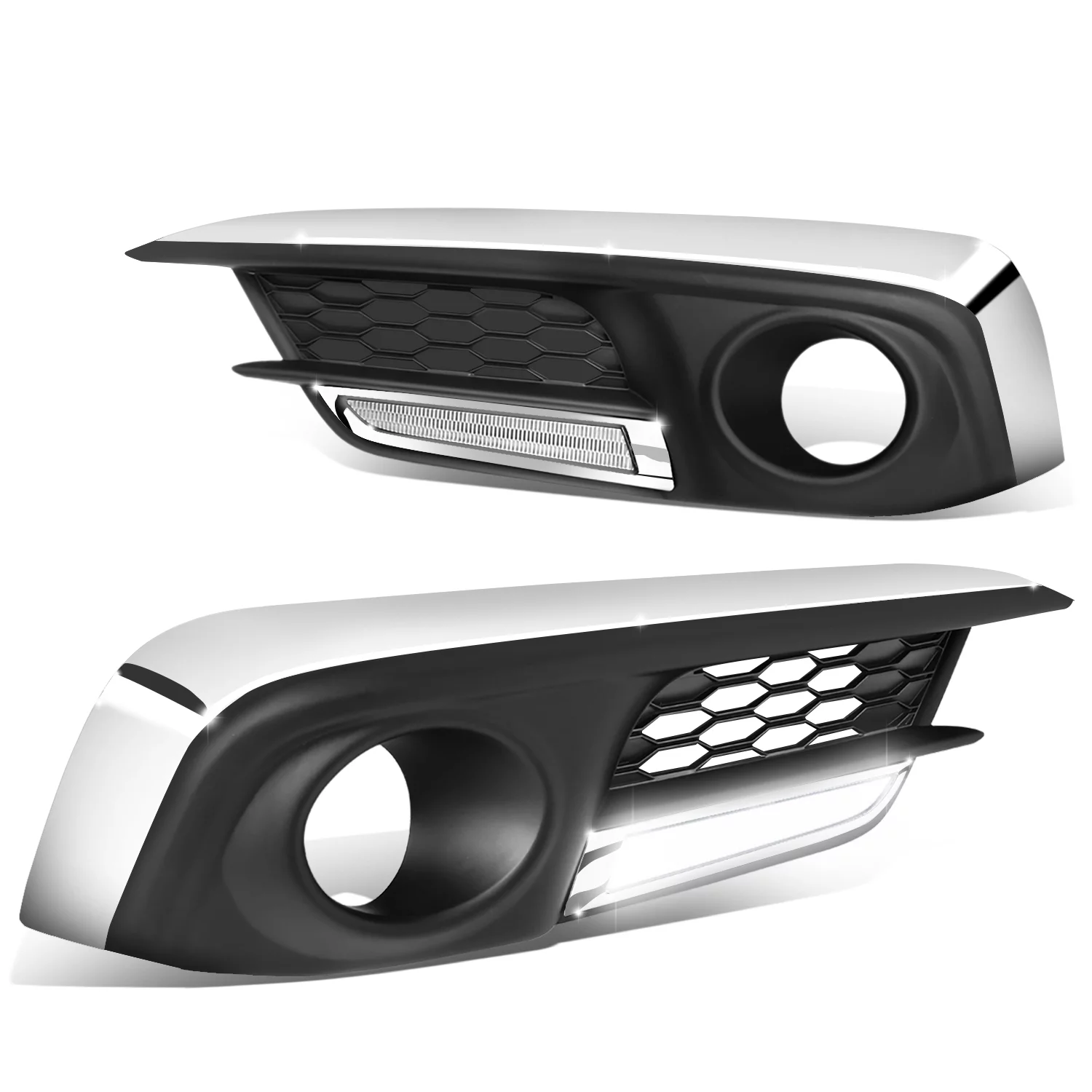 DNA Motoring FL-ZTL-256-CH For 2016 to 2017 Honda Civic Sedan/Coupe Front Bumper Driving LED Fog Light Lamp+Bezels Clear Lens