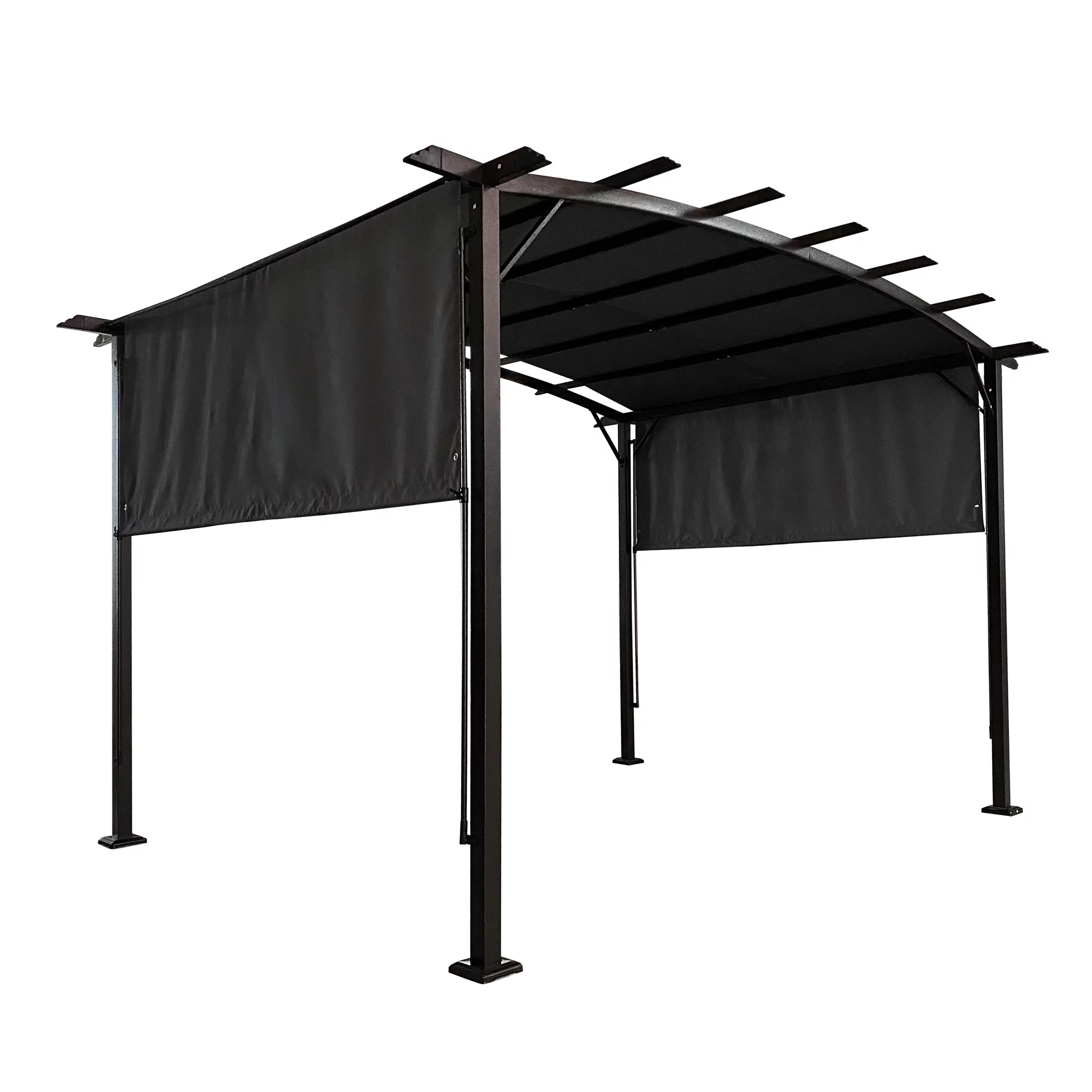 12 x 9 Ft Outdoor Pergola Patio Gazebo,Retractable Shade Canopy,Steel Frame Grape Gazebo,Sun shelter Pergola for Gardens,Terraces,Backyard Gray