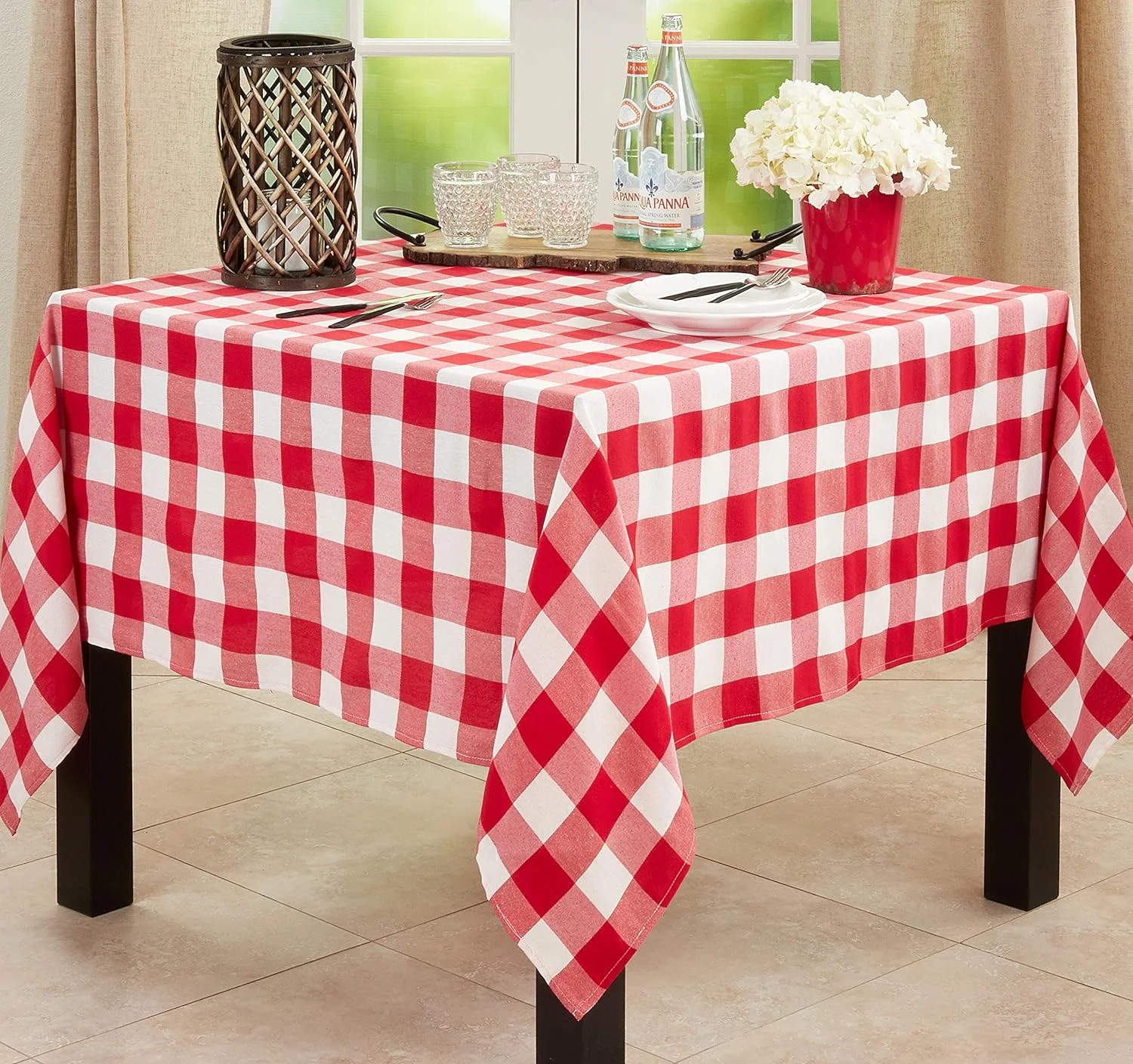 Cotton Blend Buffalo Plaid Tablecloth, 70
