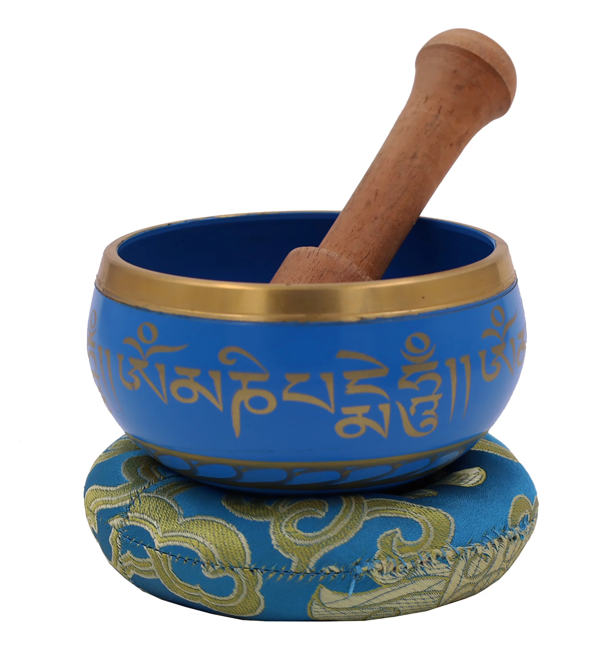 Tibetan Meditation Om Mani Padme Hum Singing Bowl Set (Turquoise)