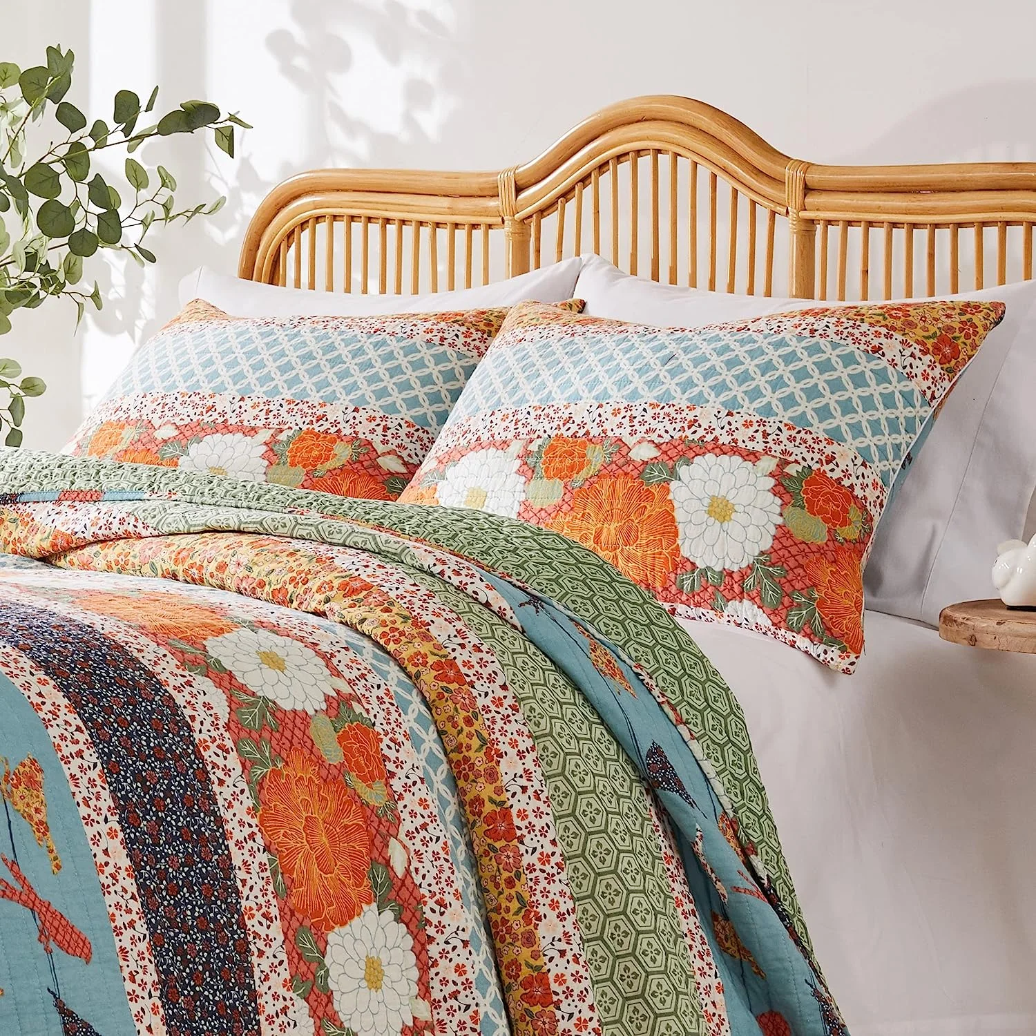 Barefoot Bungalow Carlie Young Fashion Pillow Sham, Calico Stripes, King 20x36-inch