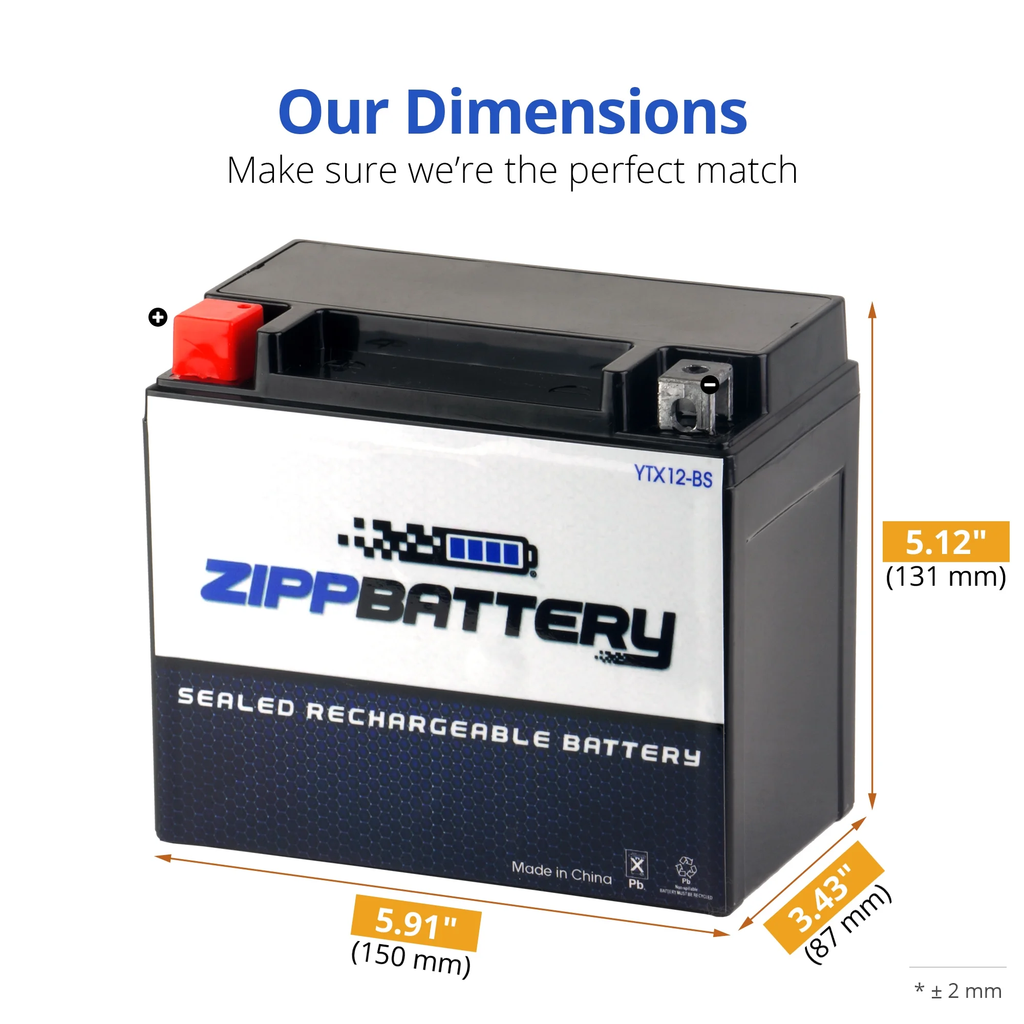 Zipp Battery YTX12-BS (12-BS 12 Volt,10 Ah, 180 CCA) Atv Battery for Polaris 200cc Phoenix Sawtooth 2008