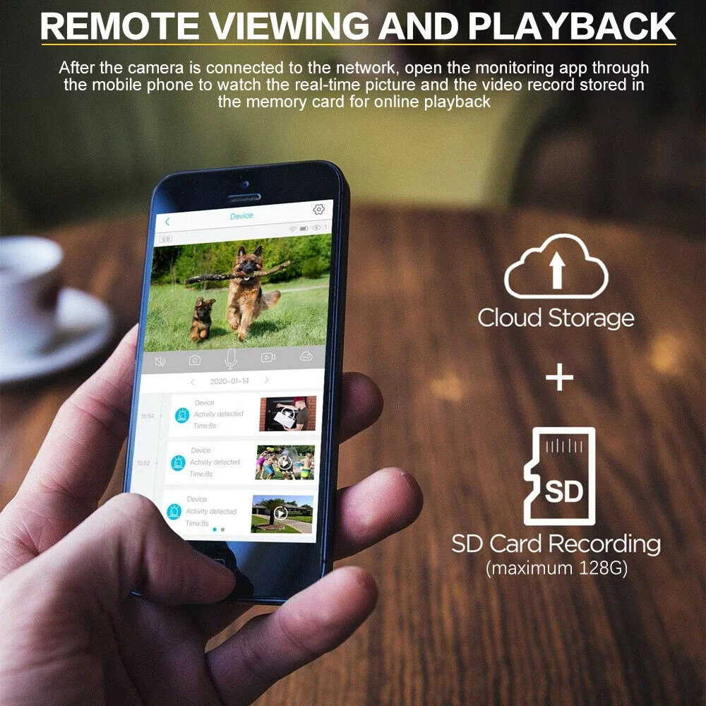 MDHAND Wireless Security Camera - 1080p Video Color Night Vision with Solar Panel,Two Way Talk W/6 AAA Batteries,No Hard Disk,White