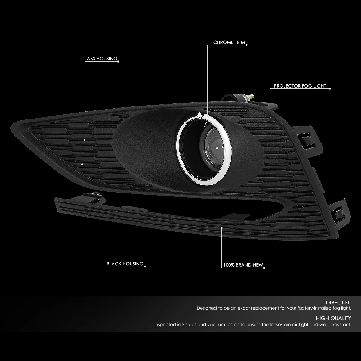 DNA Motoring FL-ZTL-271-CH For 2016 to 2018 Chevy Cruze Projector Front Driving Fog Light Lamp+Bezel+Switch 17