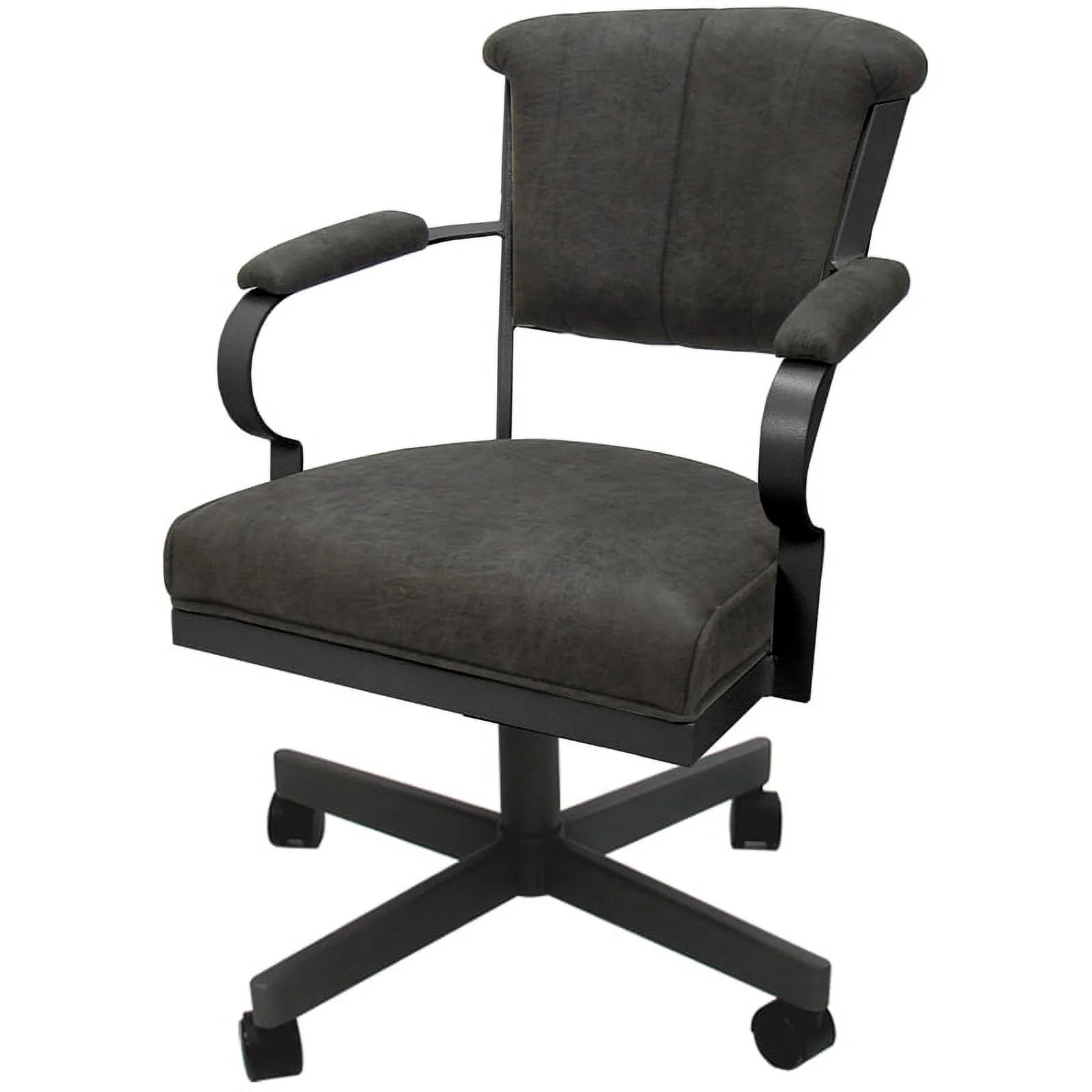 Miami Swivel Tilt Metal Caster Chair - Charcoal Gray Fabric - Gray Frame