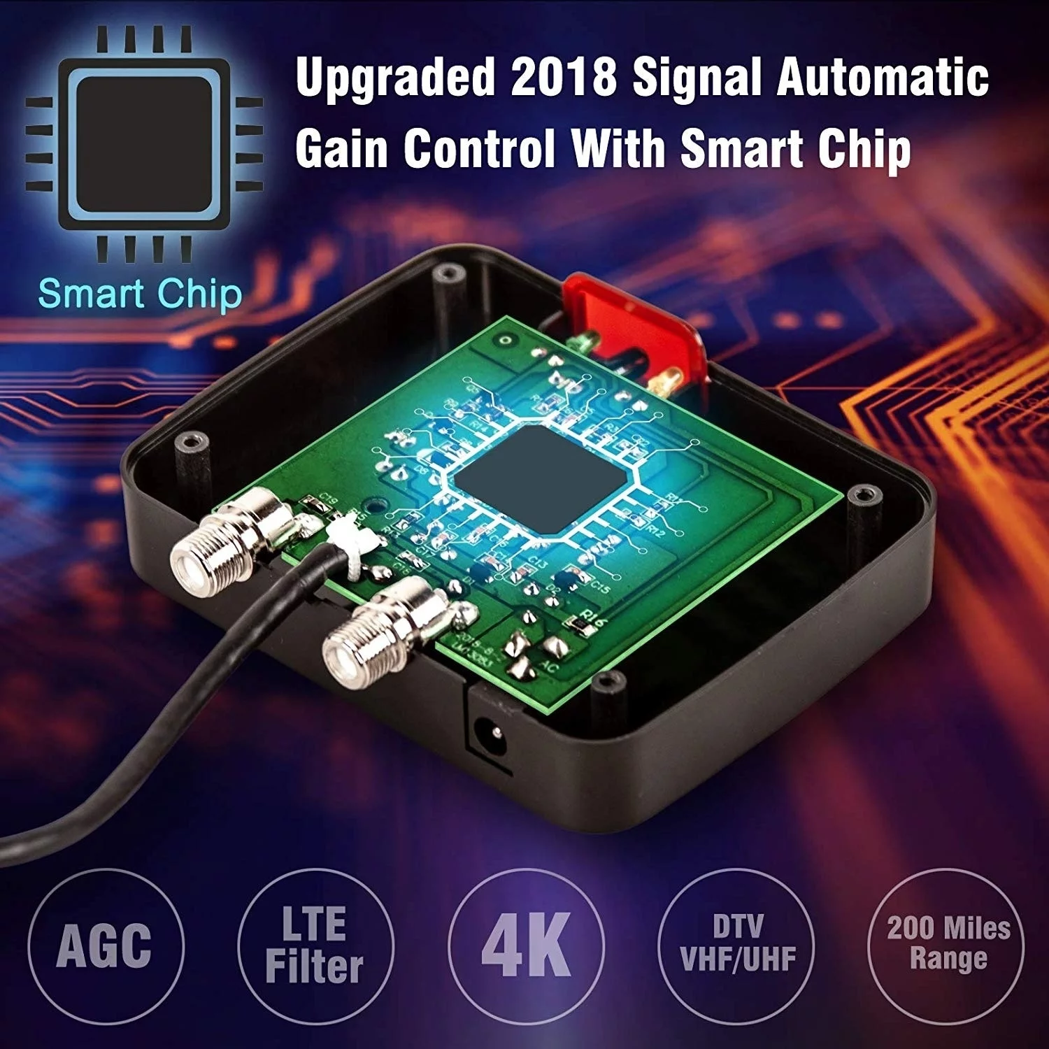 Five Star  Outdoor 4K HDTV Antenna Long Range Auto Gain Control Long Range with Motorized 360 Degree Rotation with Amplifier