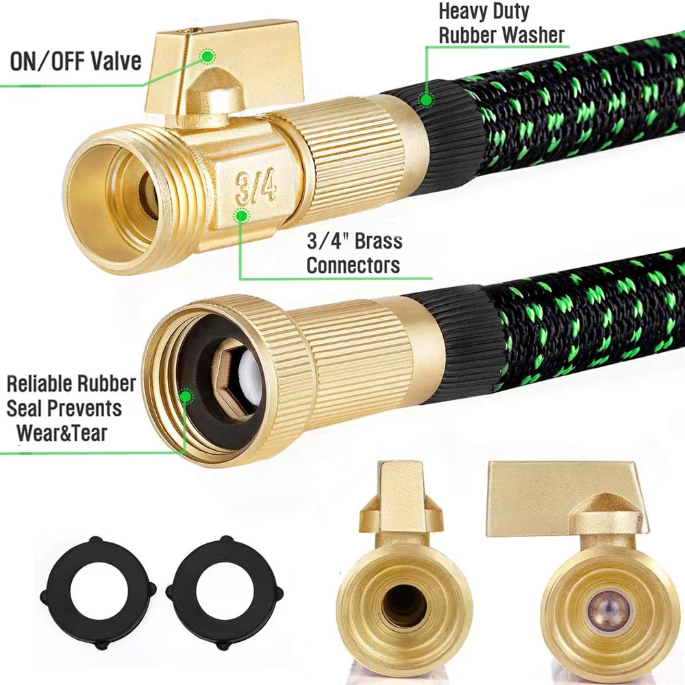 100ft Expandable Garden Hose: Water Hose with 8 Function Nozzle and Durable 3-Layers Latex, Flexible Water Hose with Solid Brass Fittings, Best Choice for Watering and Washing