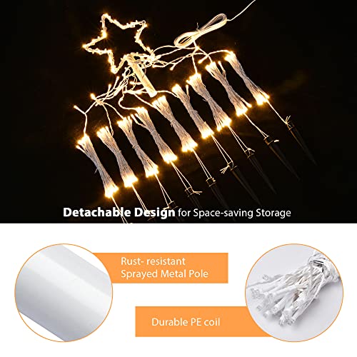 Yescom 12FT RGBY LED Waterfall Cone Tree Light with Star Finial 9 Strings 362 LED Star Lights Christmas Decoration Outdoor Party Yard