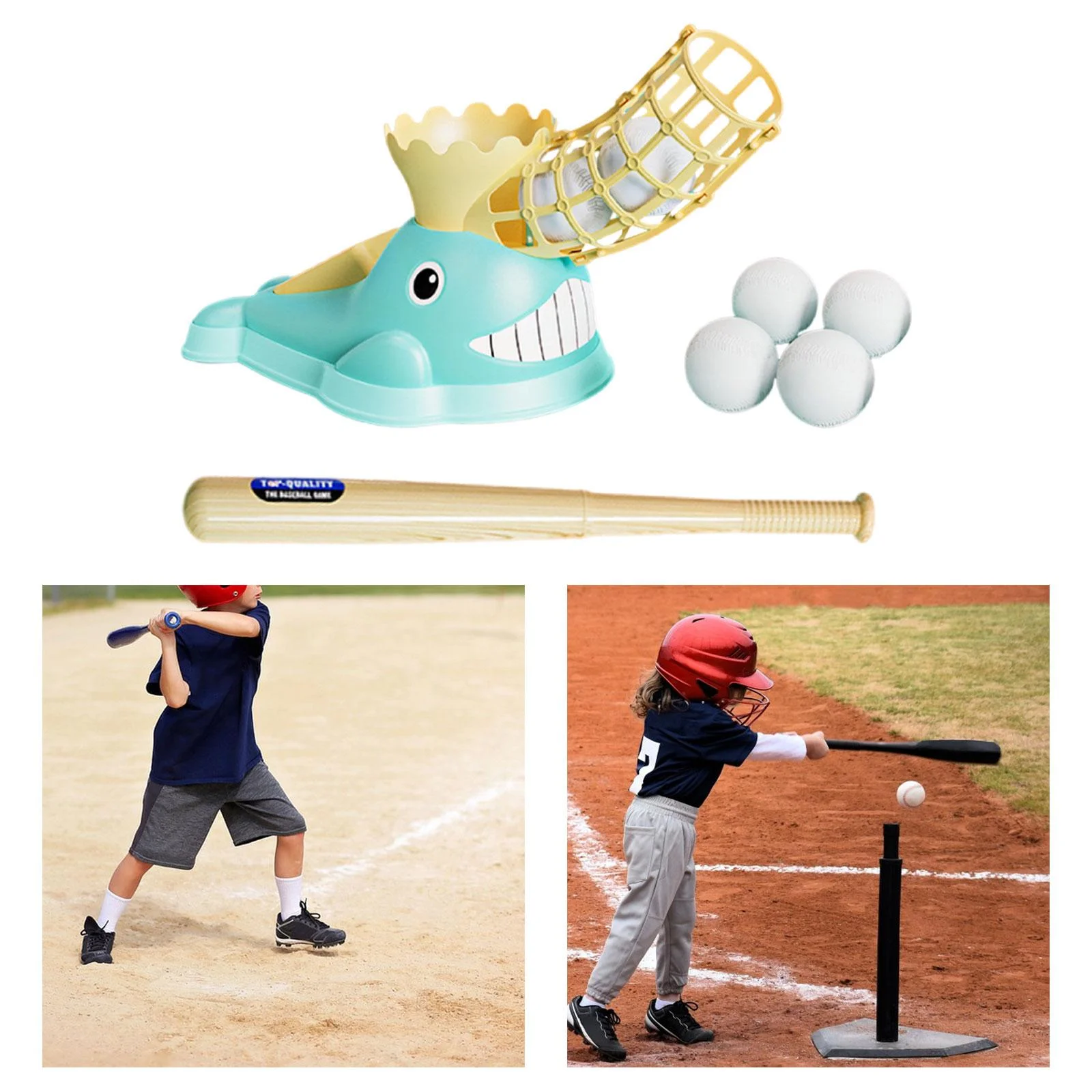 Baoblaze Kids Baseball Pitching Machine Baseball ting Machine with and 6 Baseballs Blue