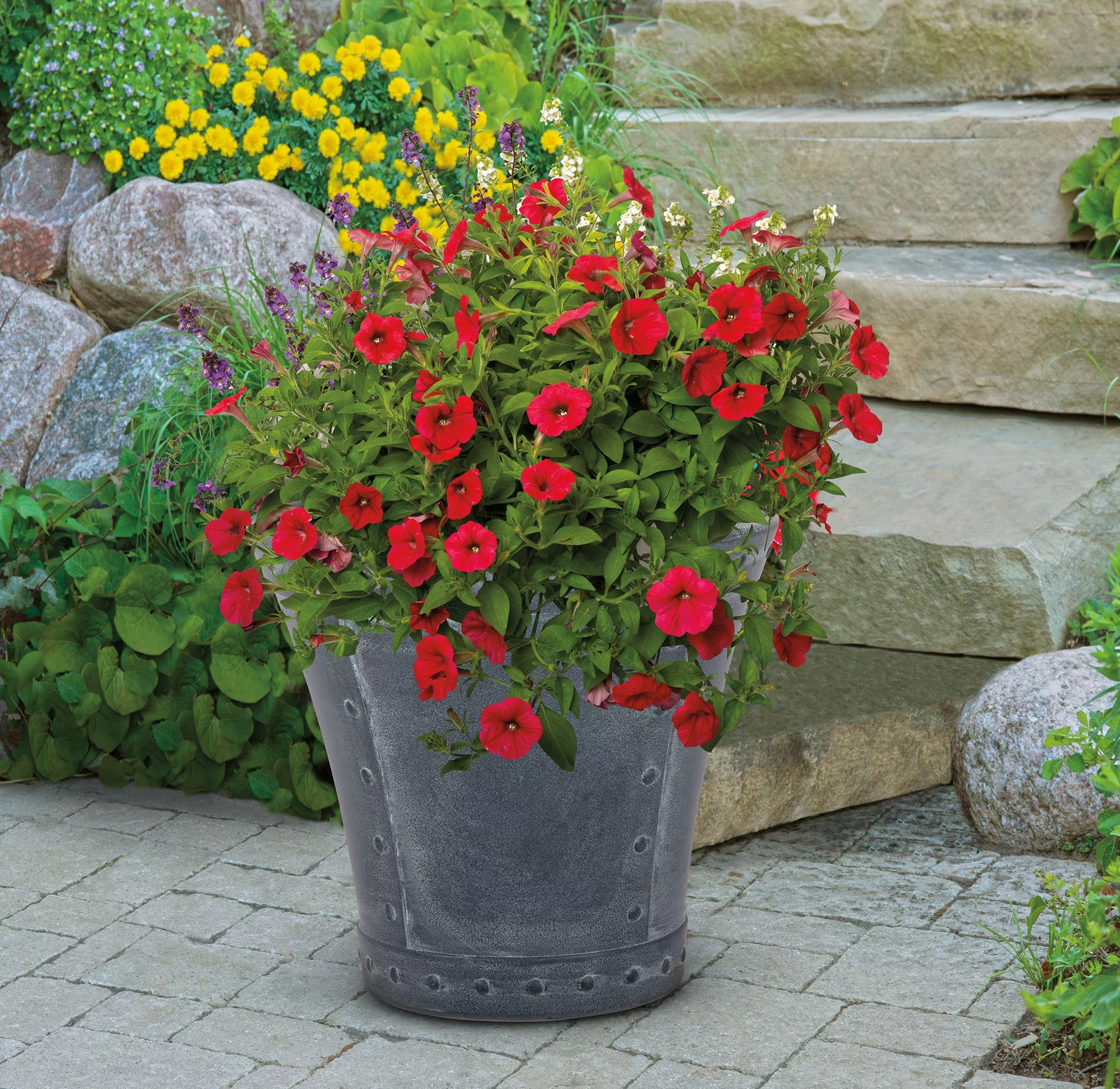 Suncast Rivanna Decorative Resin Planter 2-Pack, Zinc, 1614G2