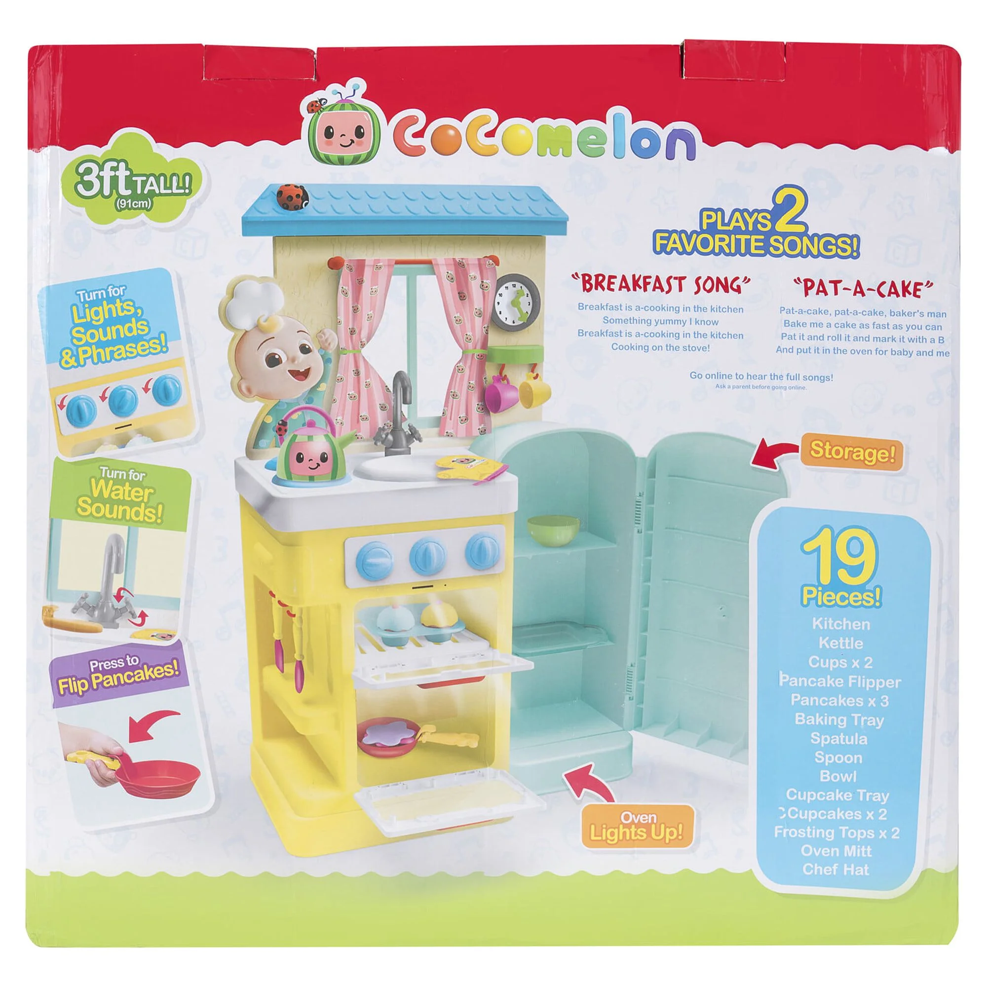 CoComelon 3' Little Kitchen Playset With Lights & Sounds, 19 Pieces