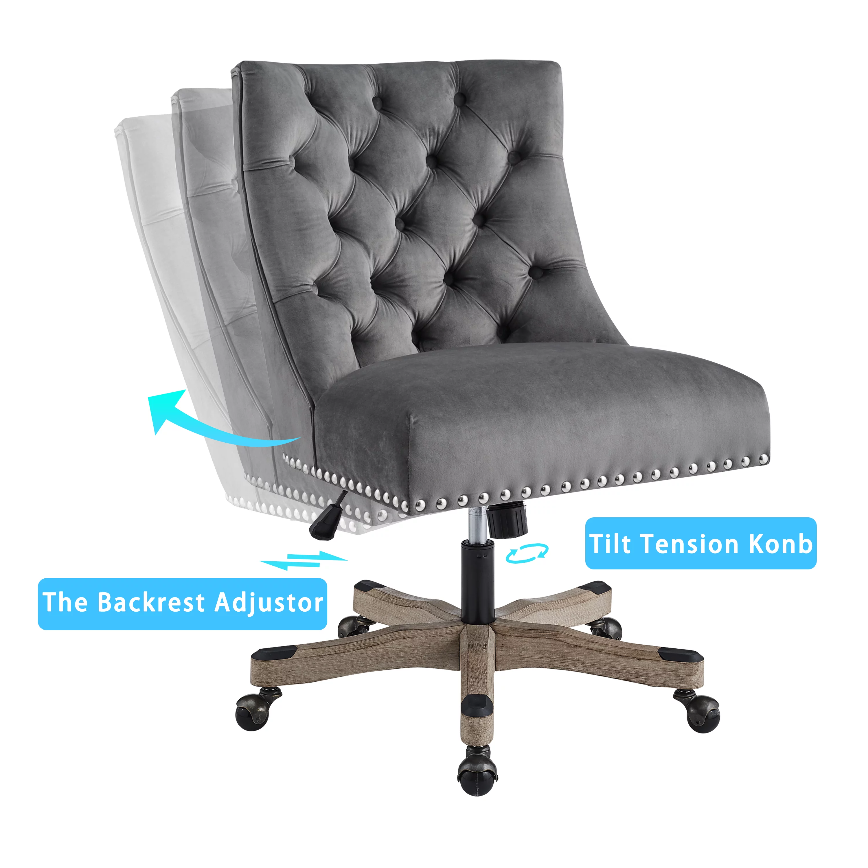 Art Leon Office Chair Fabric Swivel Adjustable Gray