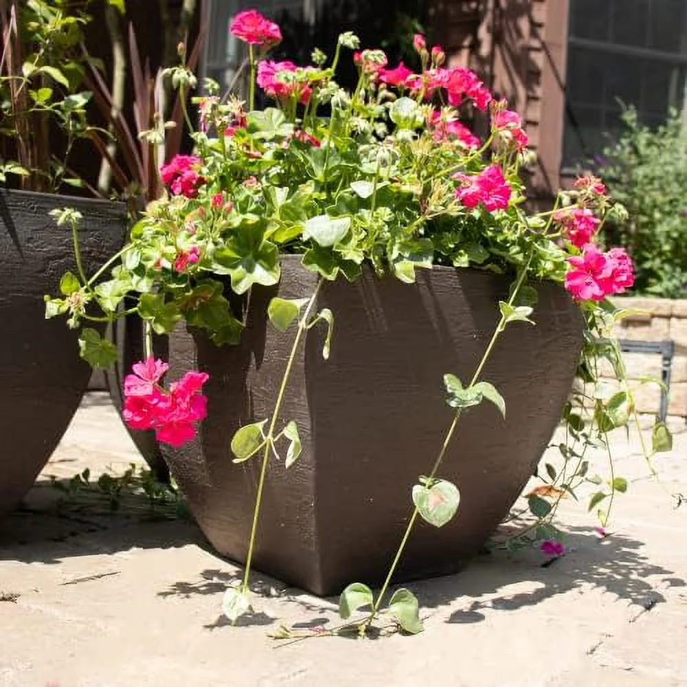 MSQ20SL Modern Square Garden Planter, 20-Inch, Slate