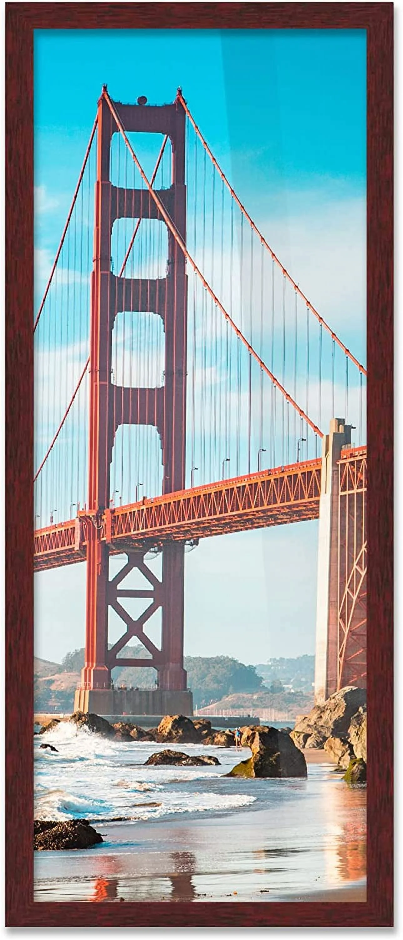 6X18 Frame Brown Mahogany Picture Frame Includes UV Plexiglass, Acid  Foam Backing Board And Hanging Hardware