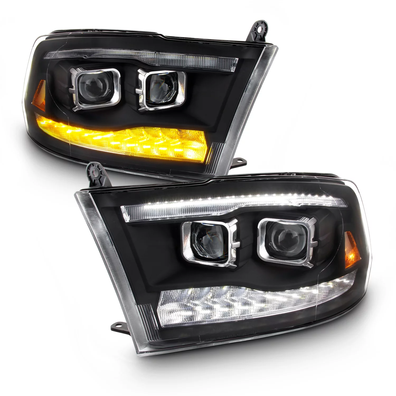 AKKON - For 2009-2018 Dodge Ram 1500 2500 3500 Superior LED Headlight Housing + Tail Light Smoke Style