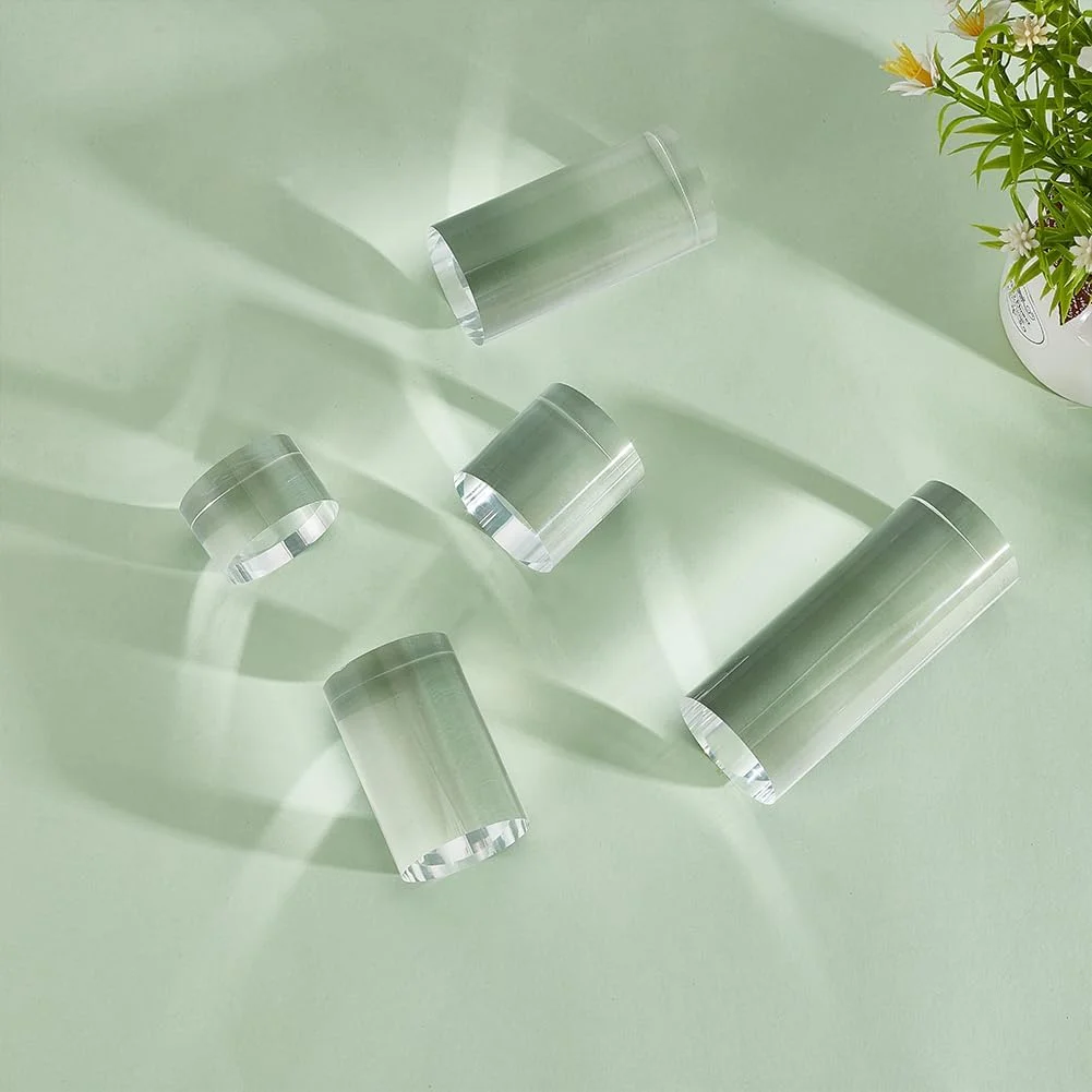 5Pcs Clear Acrylic Display Block 1.2/1.6/2.4/3.2/4 Inch Round Cylinder Solid Display Pedestal Stand