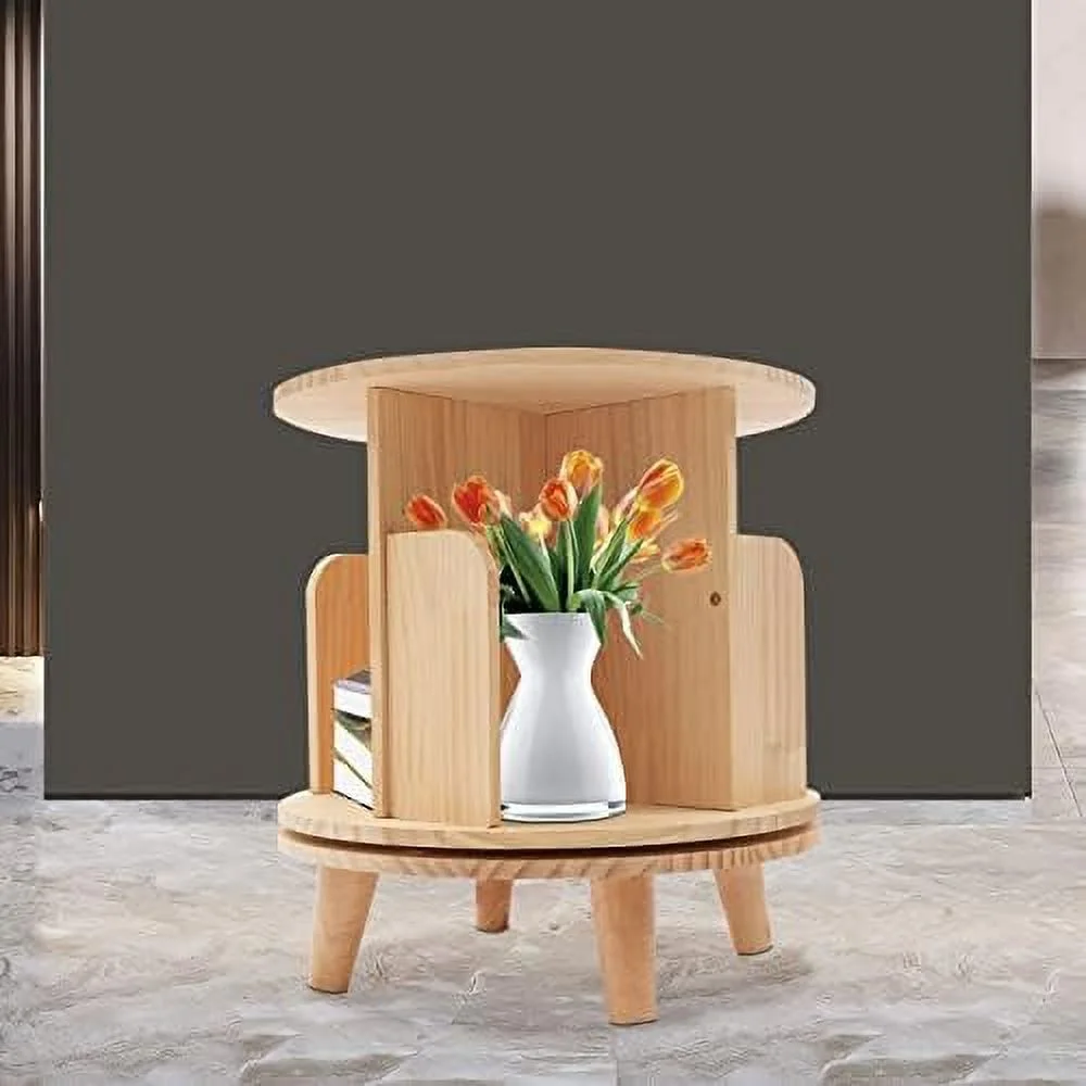 TJCGDTY 3 Tier Rotating Bookshelf   Display Floor Standing Bookcase  Rack  Multi-Functional Freestanding Bookshelf Organizer for &Adults  Wood