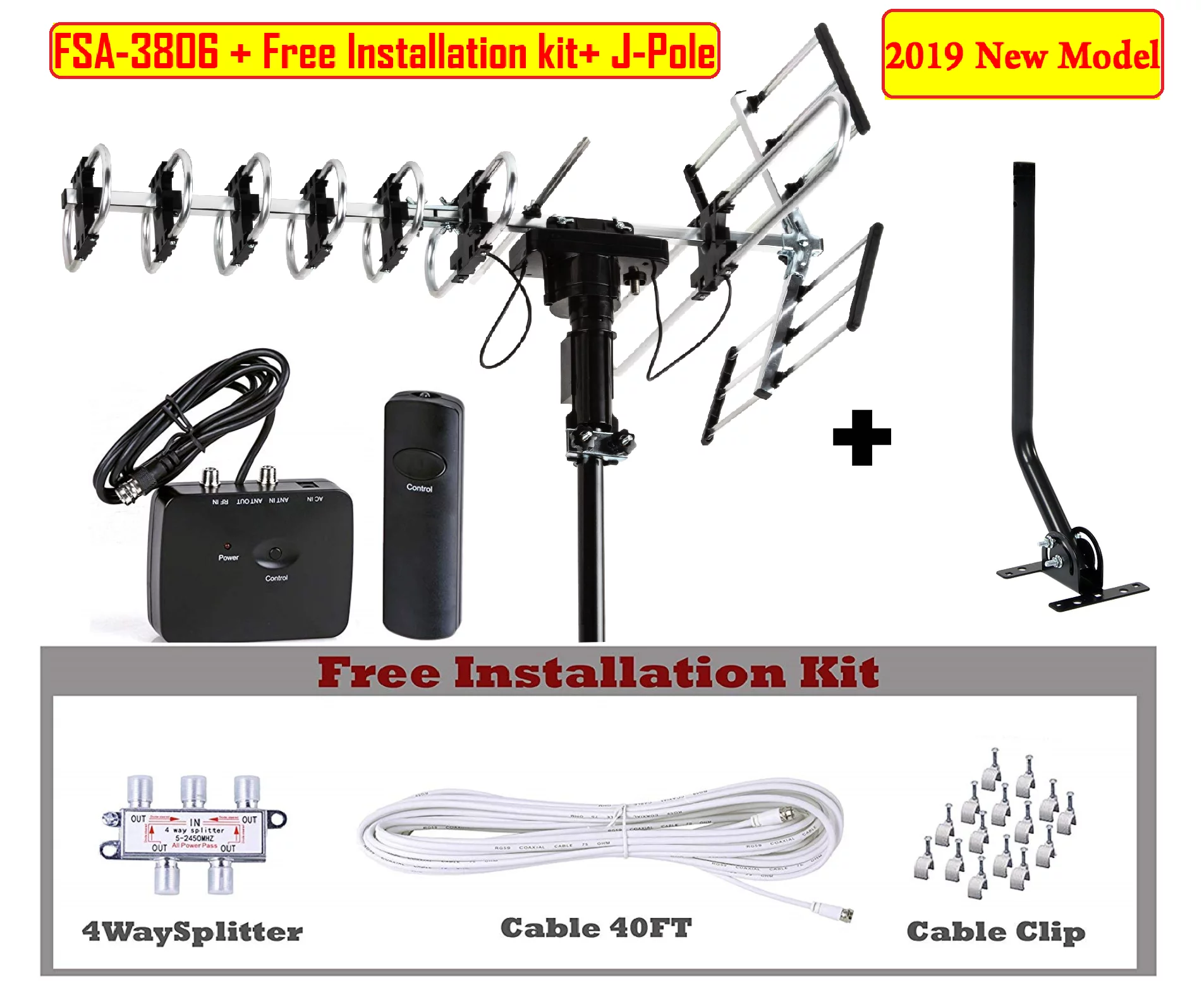 Five Star up to 200 Miles Outdoor 4K HDTV Antenna 360 Rotation, UHF/VHF/FM Radio