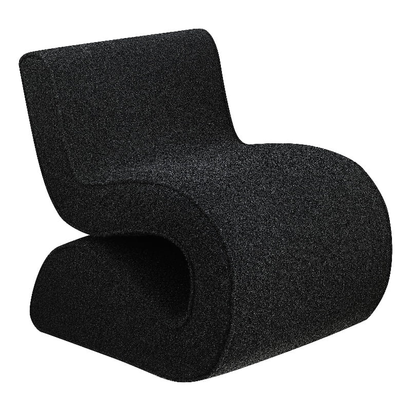 Pemberly Row Fabric Upholstered Armless Curved Accent Chair in Charcoal