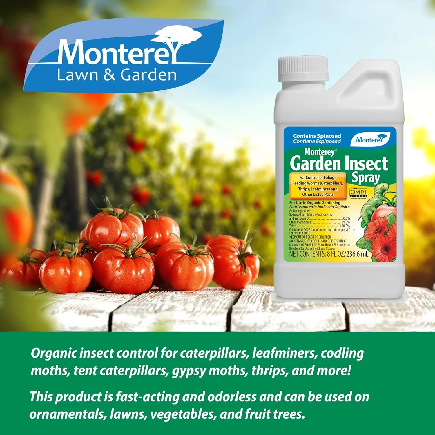 Monterey Garden Insect Spray Liquid Insecticide Concentrate Organic, 8 oz