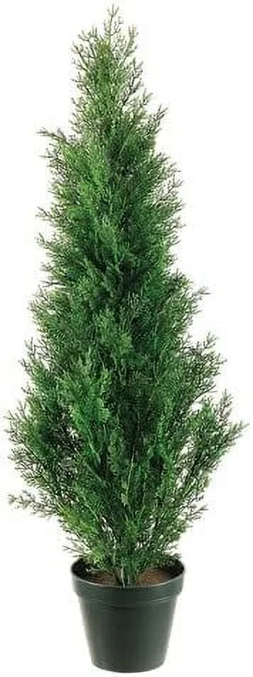 Two 3 Foot Artificial Cedar Topiary Tree Potted