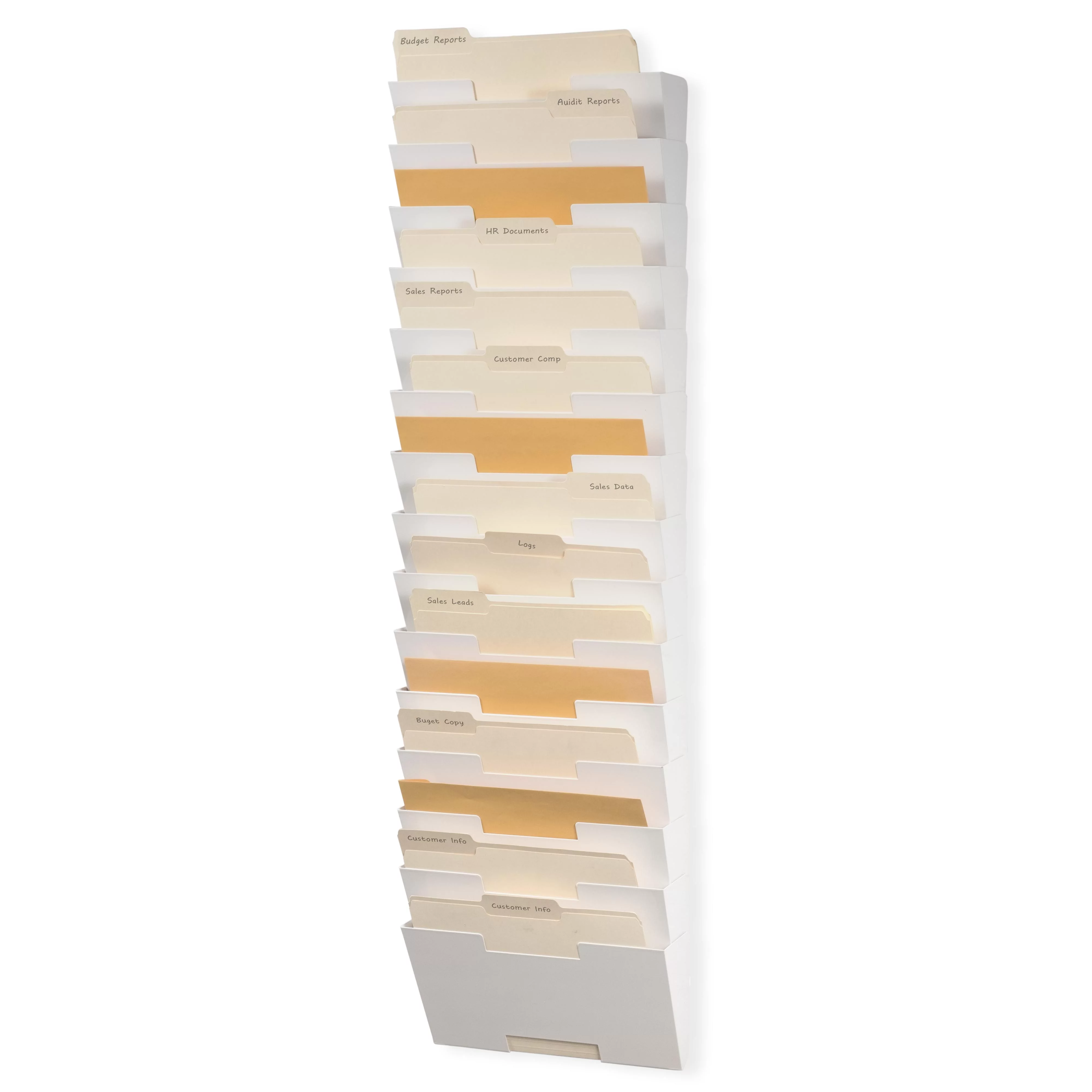 Wallniture Lisbon 15 Tier File Organizer for File Folders, Steel, White