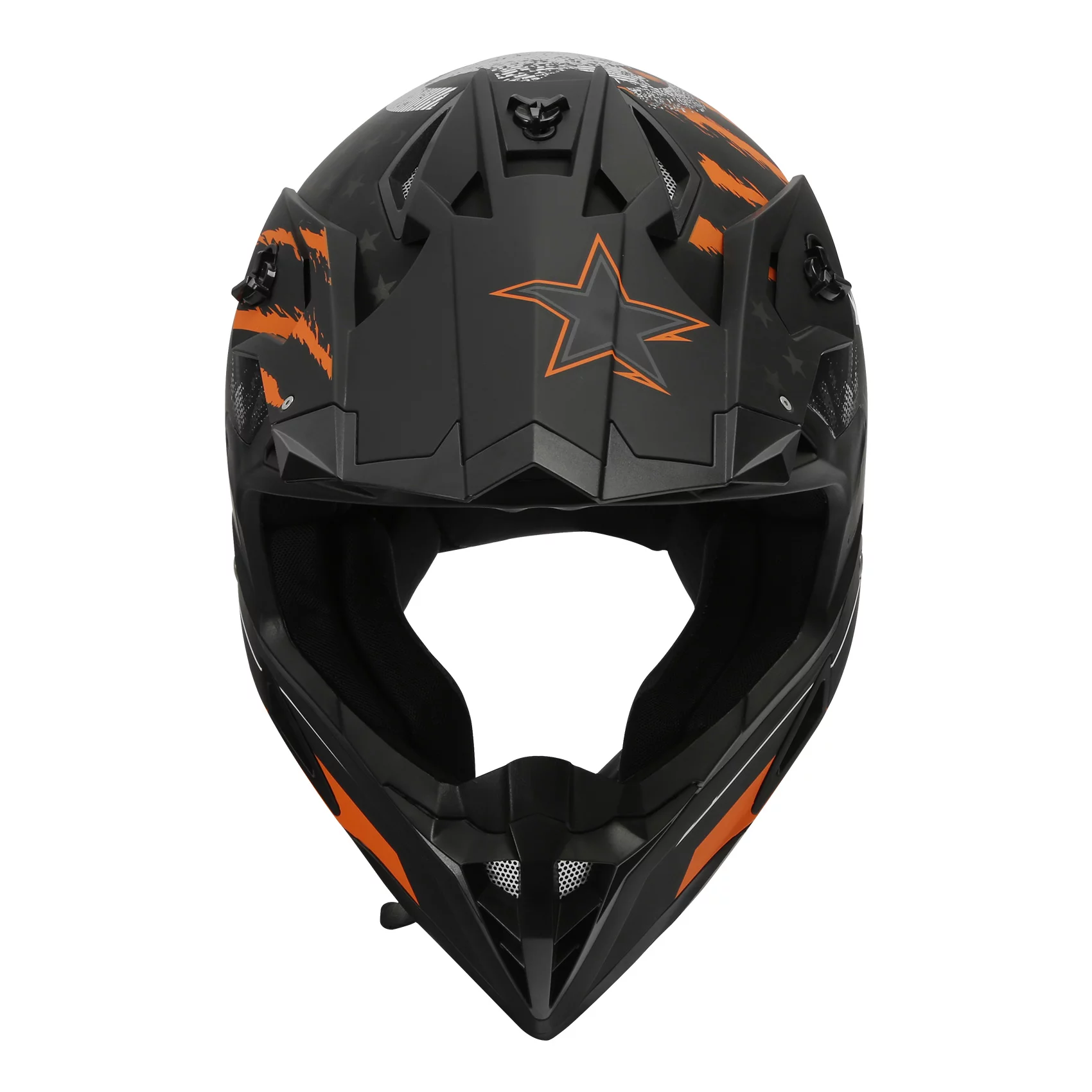 TCMT DOT Dirt Bike Helmet Full Face Adult Motorcross Helmet for Atv Offroad Street Dirt Bike Black Orange Star L Size