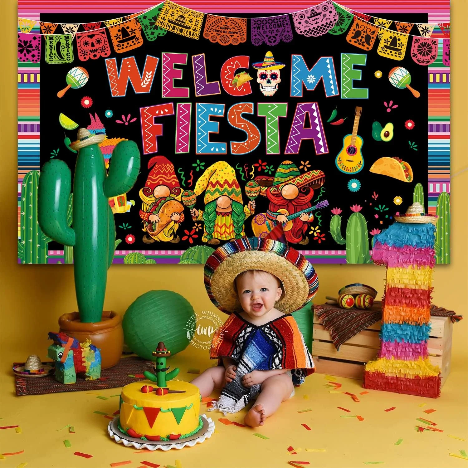 Large 5x7Ft Cinco De Mayo Banner, Colorful Cinco De Mayo Banner,Welcome Fiesta Banner For Cinco De Mayo Party Decorations,Mexican Fiesta Banner for Cinco De Mayo Party