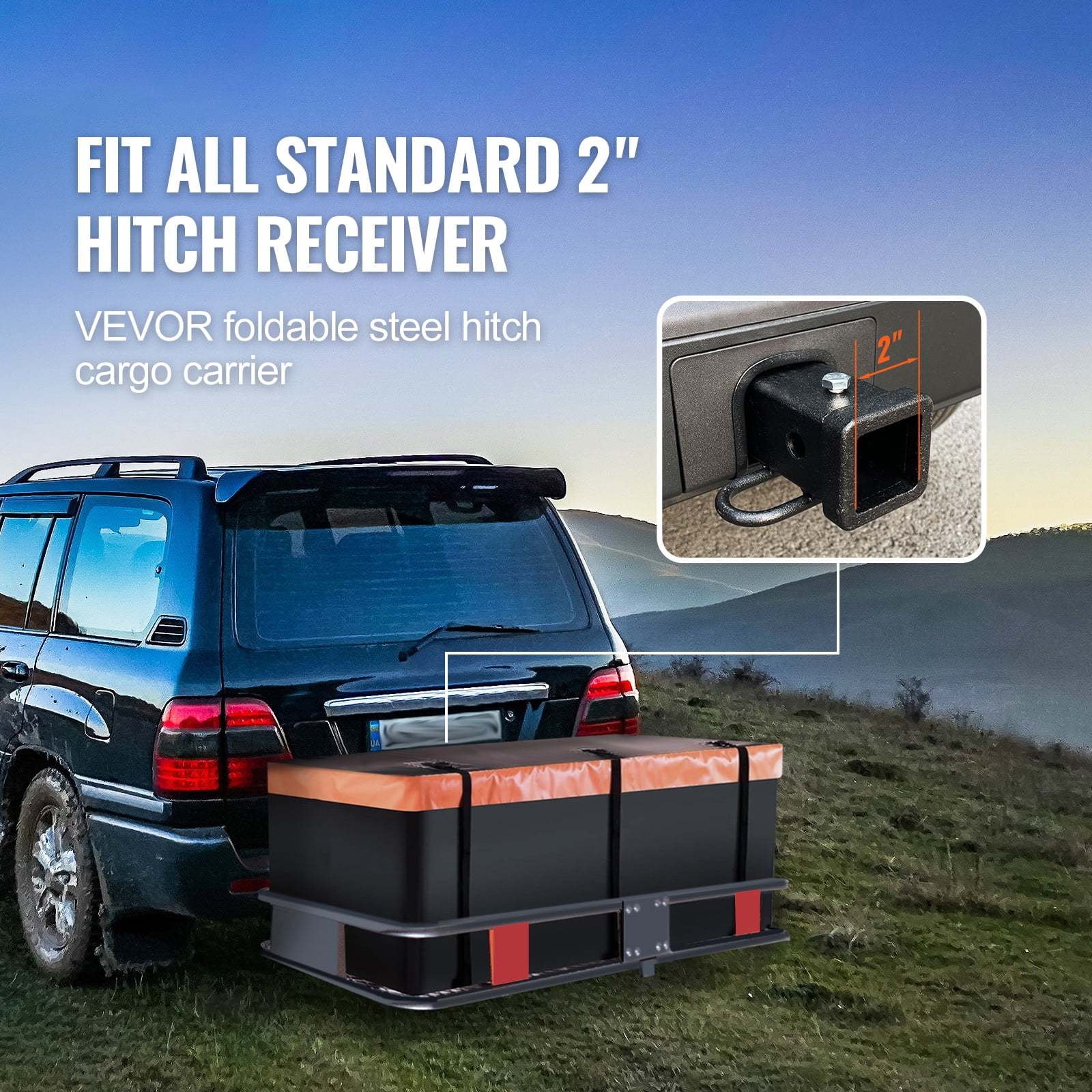 SKYSHALO Hitch Mount Cargo Carrier 500lb & Cargo Bag 60x24x6in Fits 2