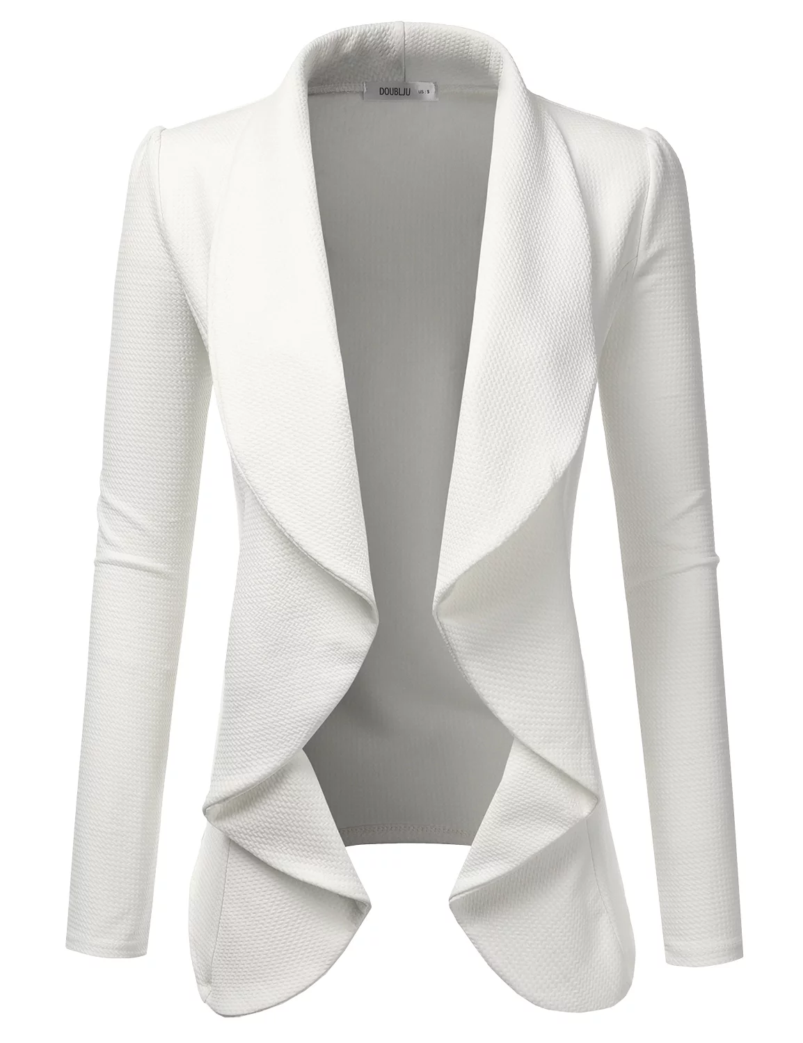 Doublju Women's Long Sleeve Draped Wide Shawl Lapel Blazer with Plus Size