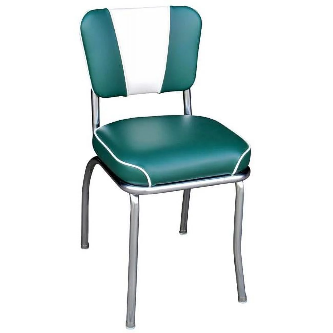 Richardson Seating Corp  4220 V -Back Diner Chair -Green-White- with 2 in. Waterfall Seat  - Chrome